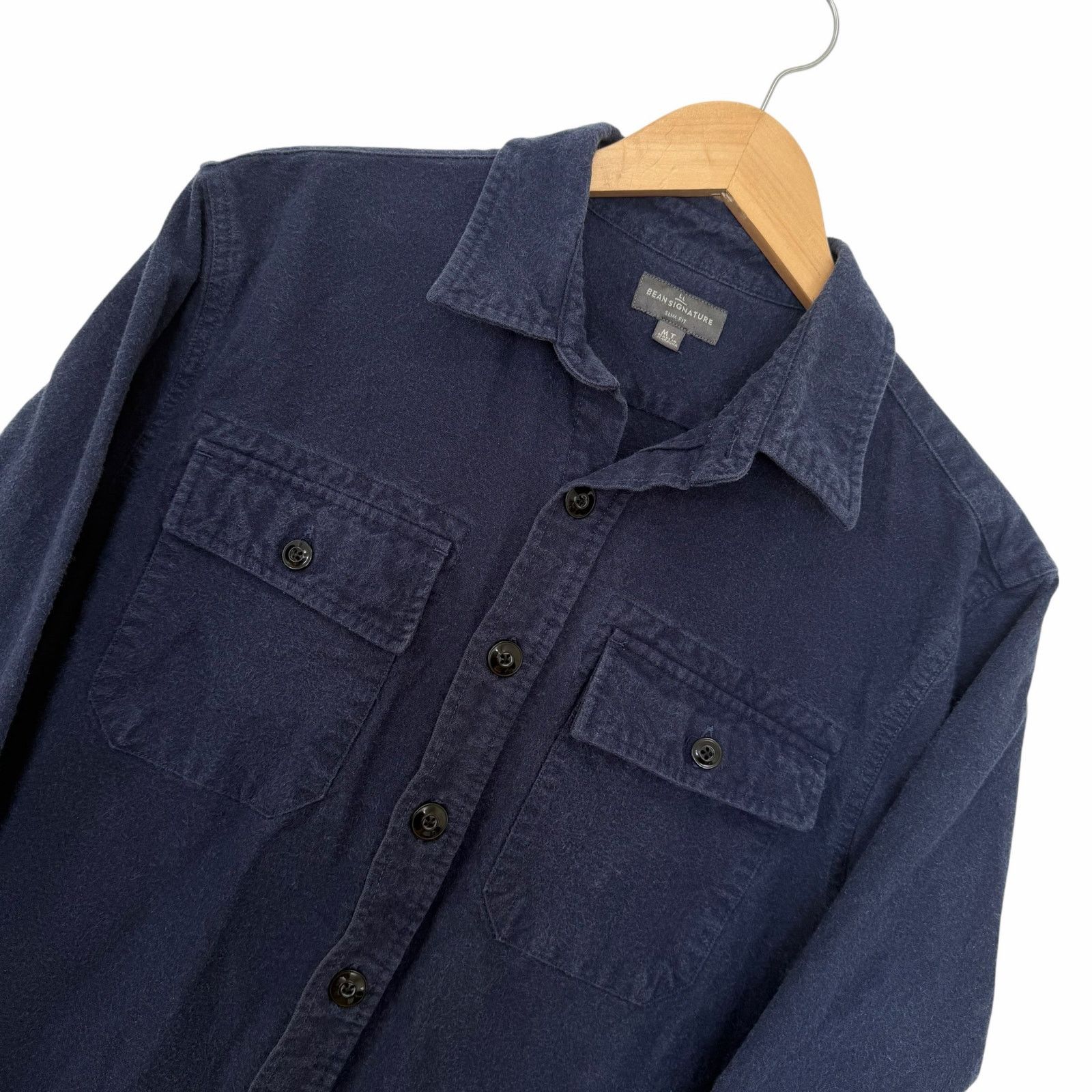 L.L. Bean LL Bean Navy Blue Chamois Cotton Long Sleeve Button Down MT Size US M / EU 48-50 / 2 - 1 Thumbnail