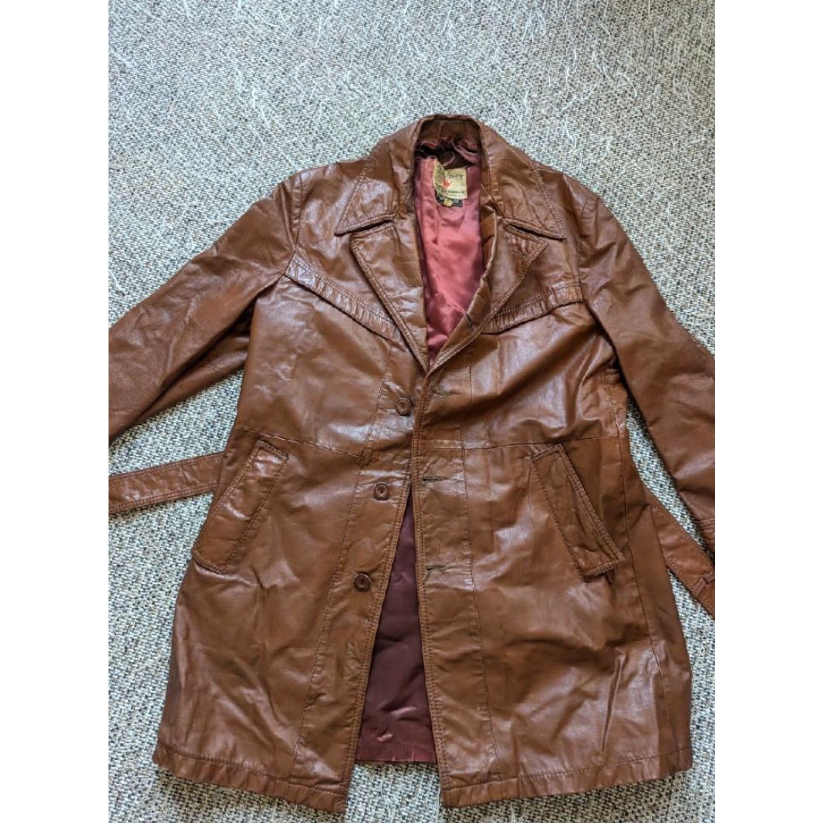 Vintage VINTAGE brown leather TRENCH COAT belted 42 M Field & Stream Coat Men XS-XL? Size US M / EU 48-50 / 2 - 5 Thumbnail