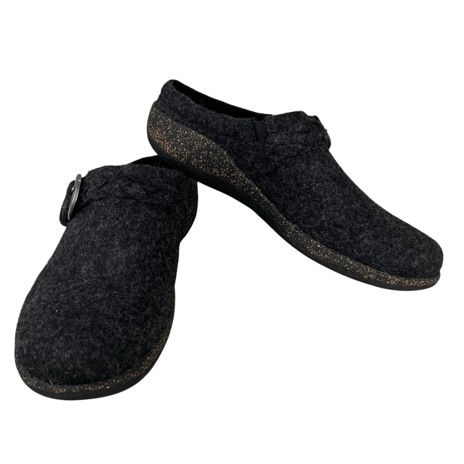 Aetrex Libby Comfort Clog 41 Black Charcoal Wool 10 Shoes, Women's