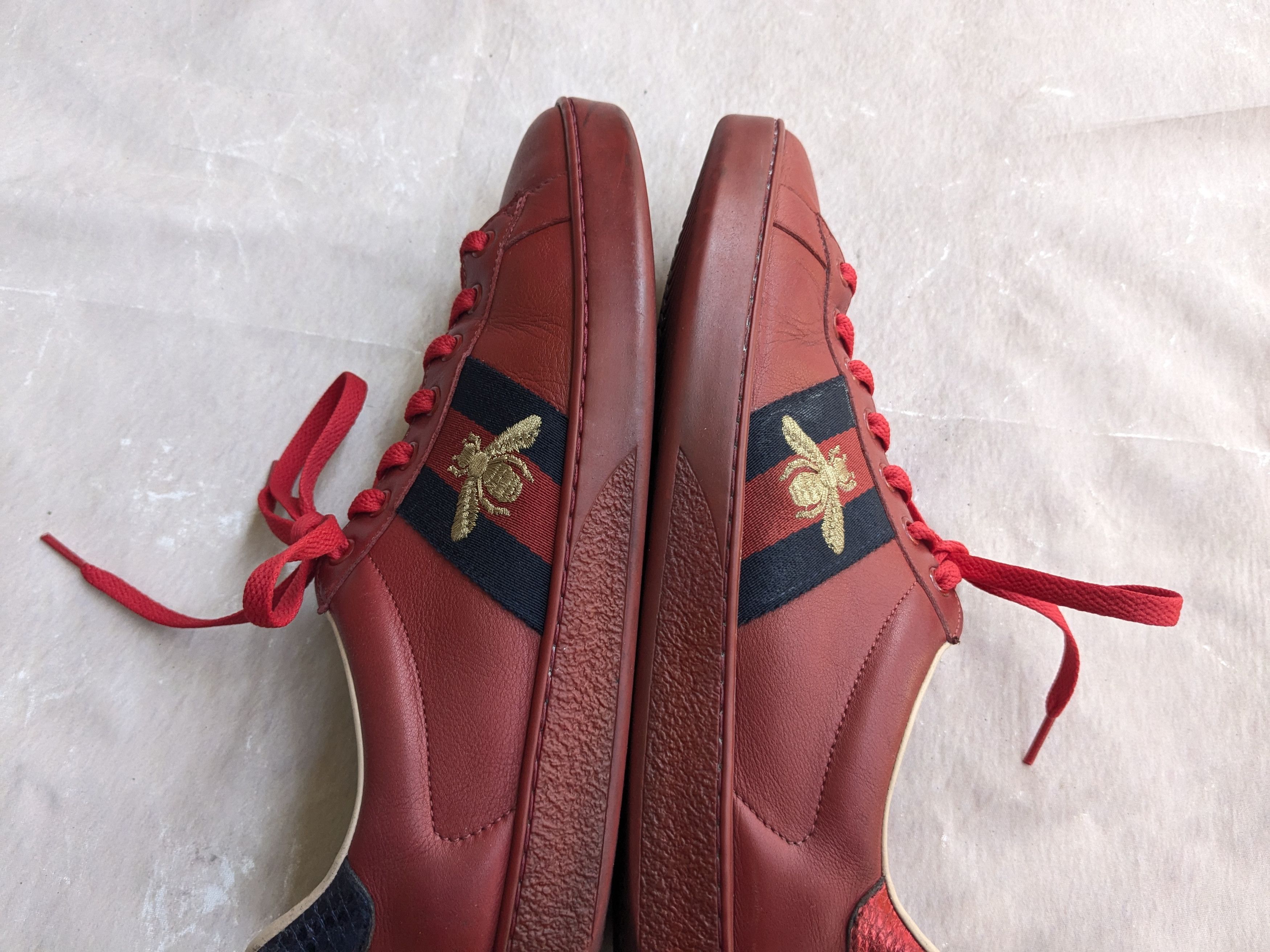 Gucci Gucci Ace Sneakers 9.5 Red Leather Low 429446 Size US 9.5 / EU 42-43 - 10 Thumbnail