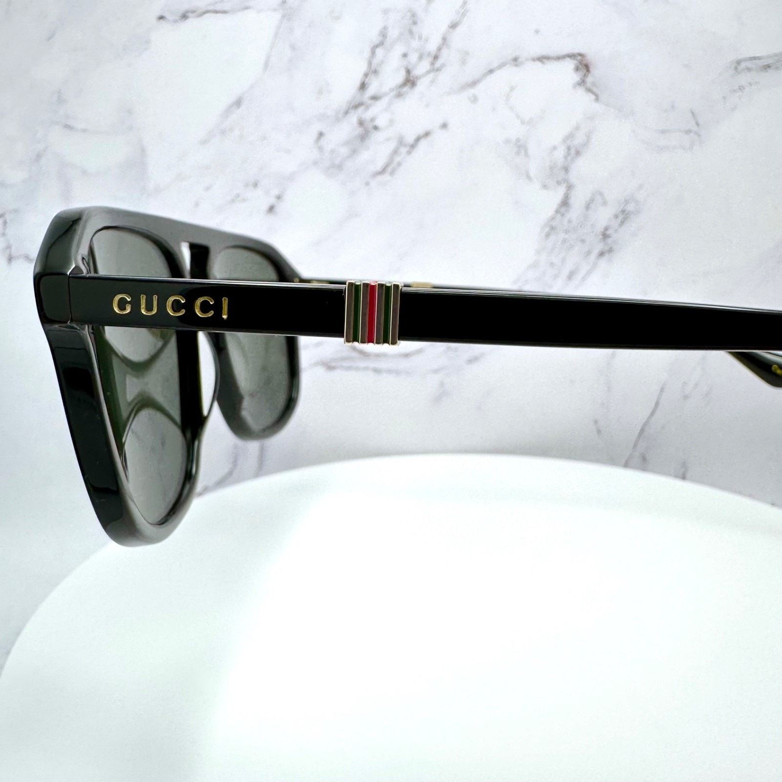 Gucci New GUCCI Sunglasses Black Aviator Pilot Gold Logo Metal Size ONE SIZE - 11 Thumbnail