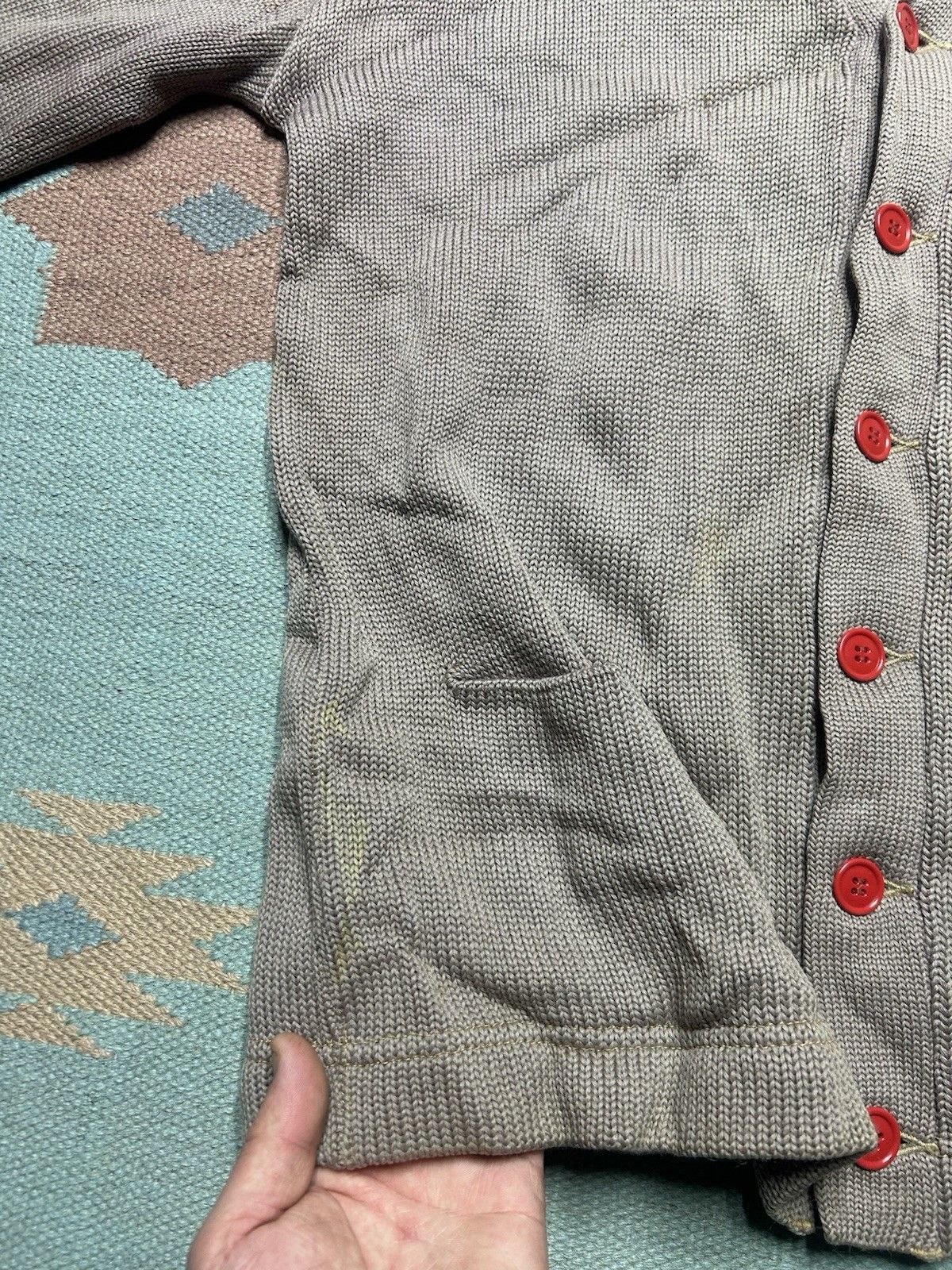 Vintage Vtg 40s wool cardigan sweater Texas 2 tone striped letter L Size US L / EU 52-54 / 3 - 3 Thumbnail