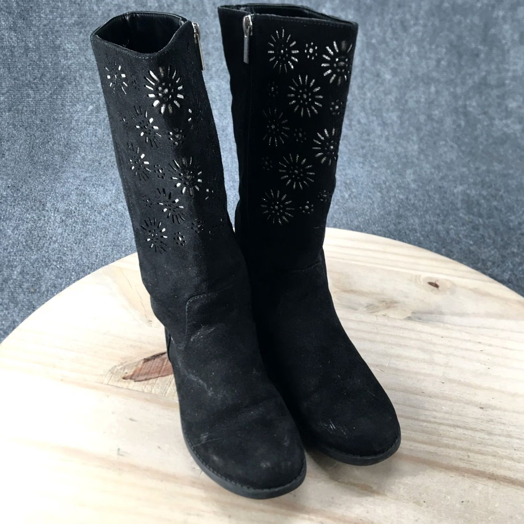 Kenneth Cole Kenneth Cole Boots Womens 3 Kennedy Chop Tall Riding Black Suede Round Toe Zip Shoes (Boot) Mens? Size US 5.5 / IT 35.5 - 3 Thumbnail