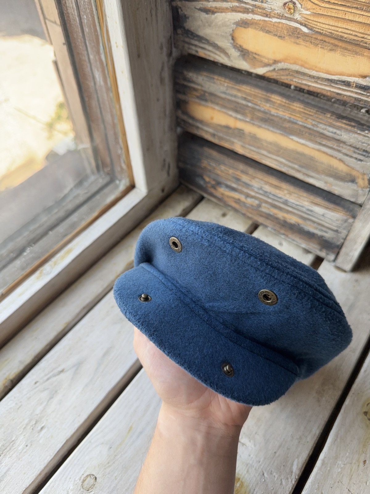 Designer × Vintage Ethnosurfer Fleece Flat Cap Made in Italy – Blue Size 57 Size ONE SIZE - 8 Thumbnail