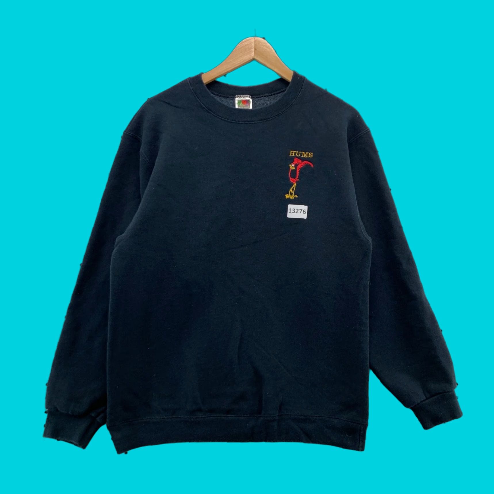 Fruit Of The Loom VINTAGE Road Runner Black Mens Long Sleeve Crewneck Sweater Size M Hums Size US XL / EU 56 / 4 - 1 Thumbnail
