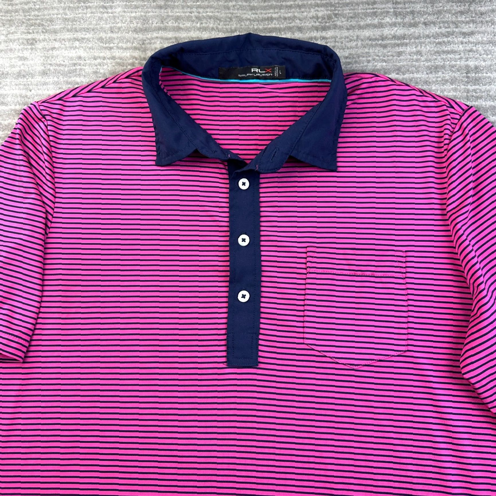 RLX Ralph Lauren RLX Ralph Lauren Polo Shirt Large Purple Striped Performance Golf Mens Size US L / EU 52-54 / 3 - 3 Thumbnail