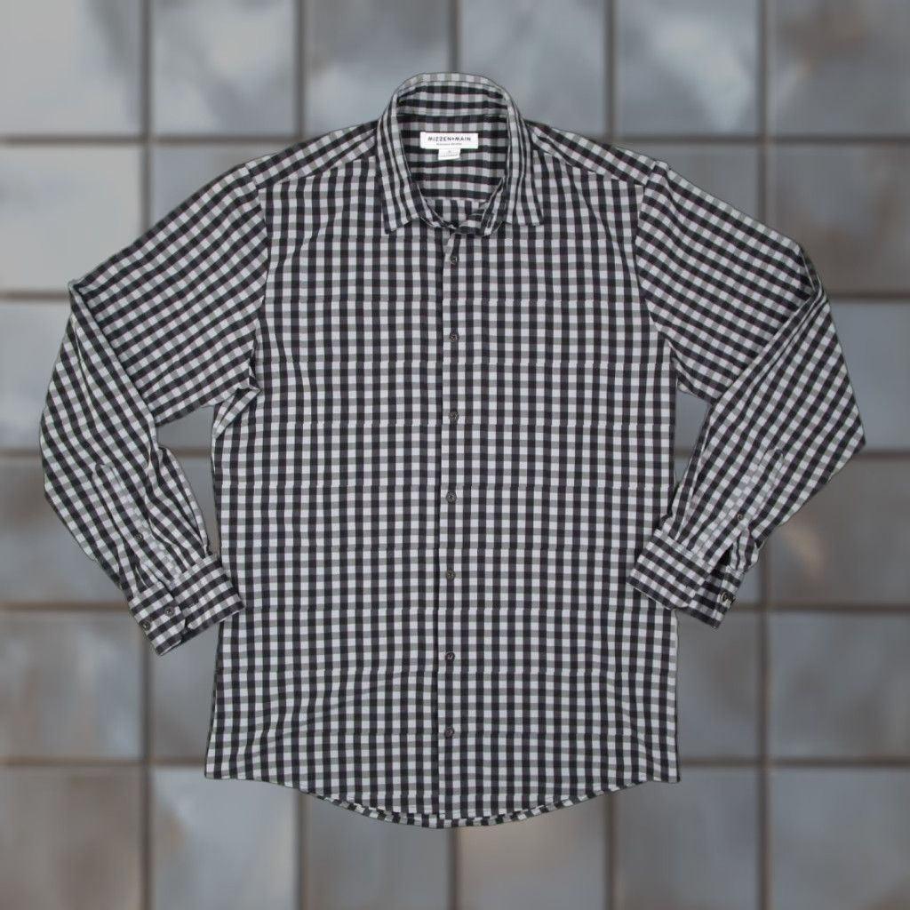 Mizzen+Main Mizzen+Main Shirt Mens M Trim Fit Gray Check Long Sleeve Button Up College? City Preppy Workwear Size US M / EU 48-50 / 2 - 1 Thumbnail