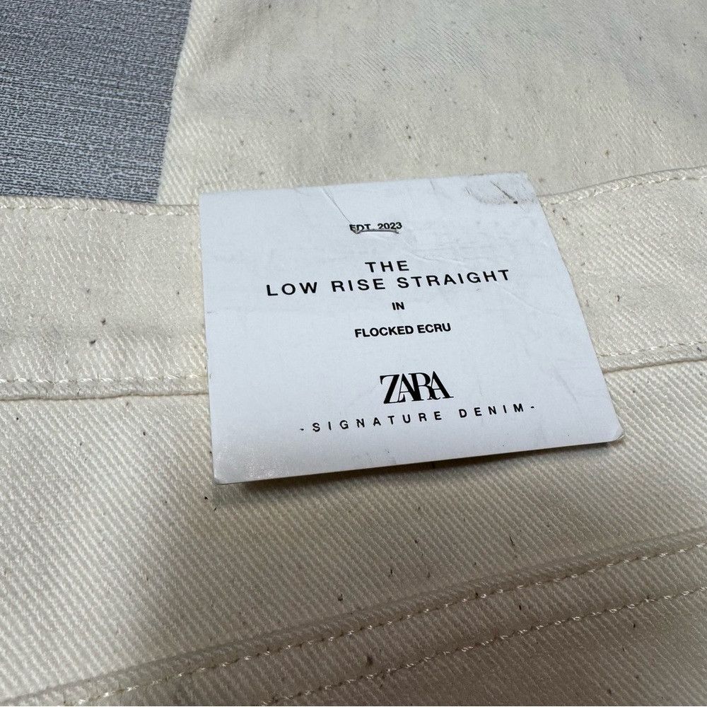 Zara NWT New ZARA Low Rise Straight Leg Flocked Ecru Jeans Size Size 32" / US 10 / IT 46 - 6 Thumbnail