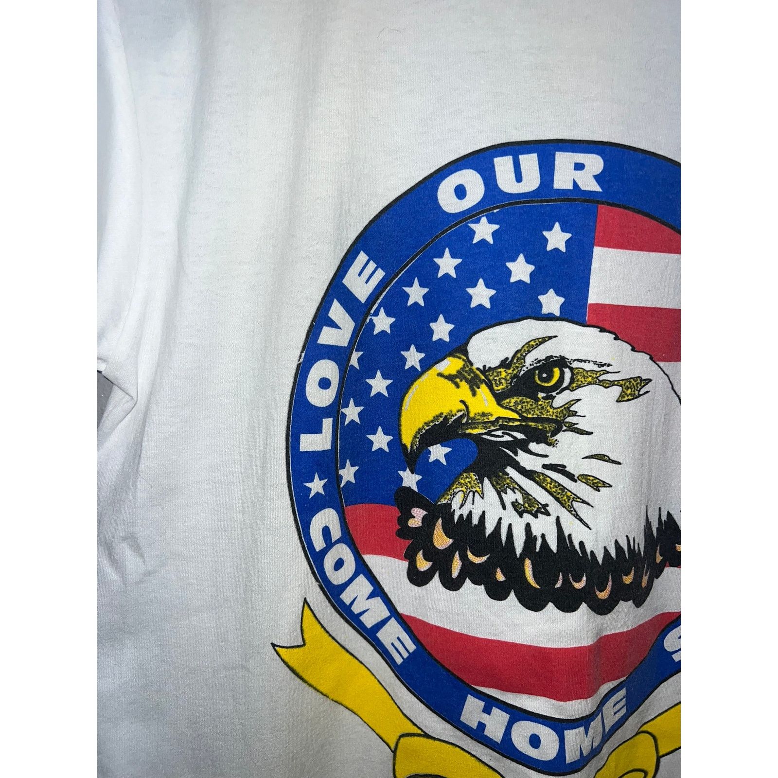 Hanes Vintage Love Our Troops Shirt Come Home Soon Tee 90s VTG L Size US L / EU 52-54 / 3 - 3 Thumbnail