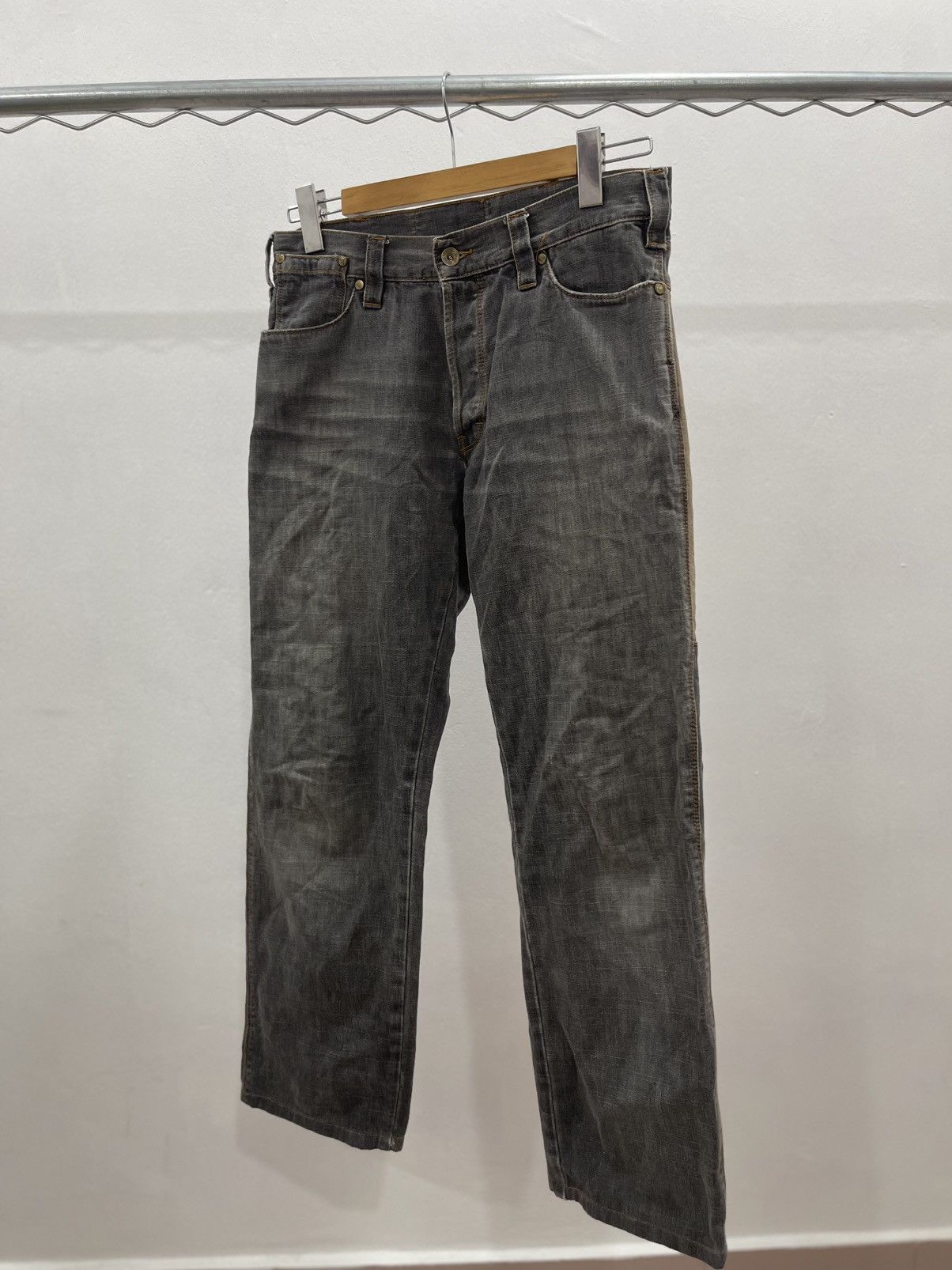 Japanese Brand Decauville Pants Jeans Mit Geradem Bien Leather Denim Size US 31 - 2 Thumbnail