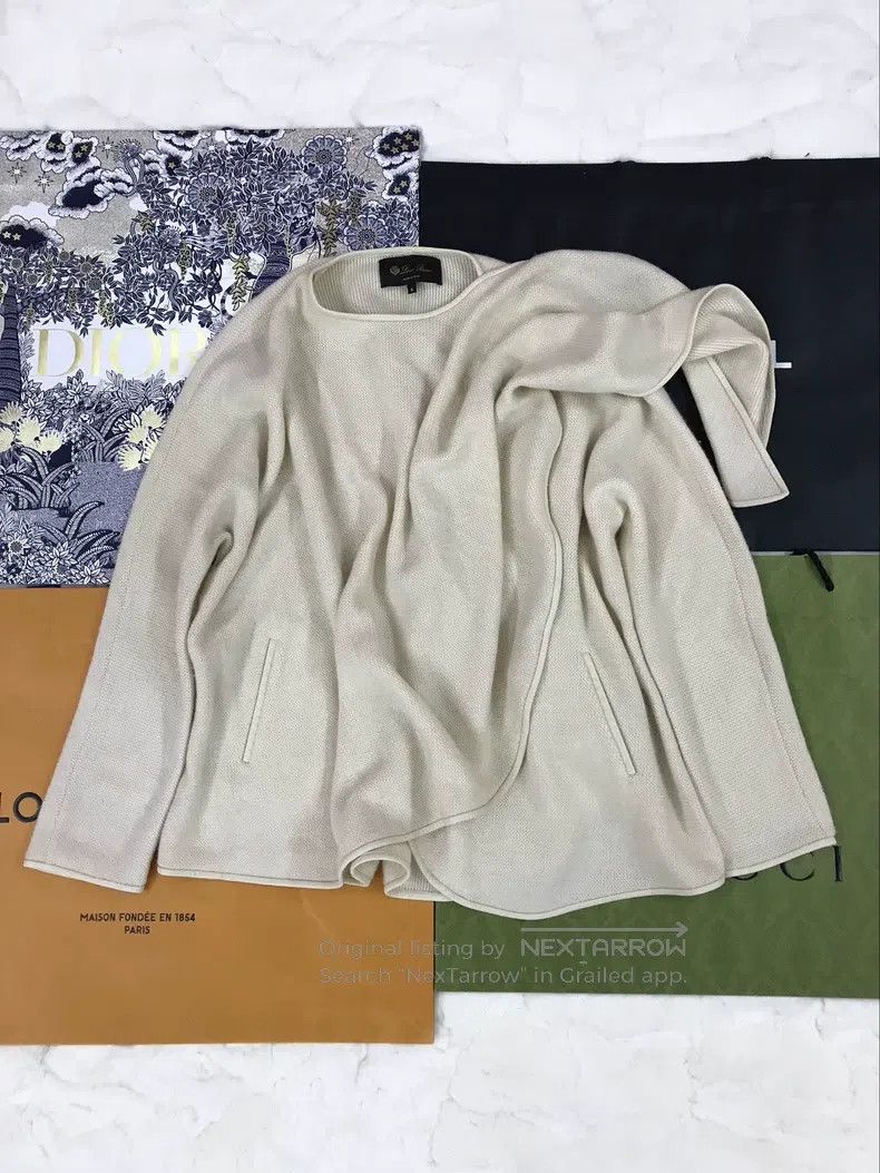 Loro Piana LORO PIANA Cashmere Jacket with Leather Trim, No Button De Size S / US 4 / IT 40 - 1 Thumbnail