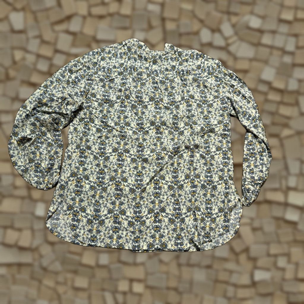 Vintage Max Studio Blouse Women's Large Blue Green Orange White Floral V-Neck Blouse Casual Women Modern Seasonal Size L / US 10 / IT 46 - 1 Thumbnail