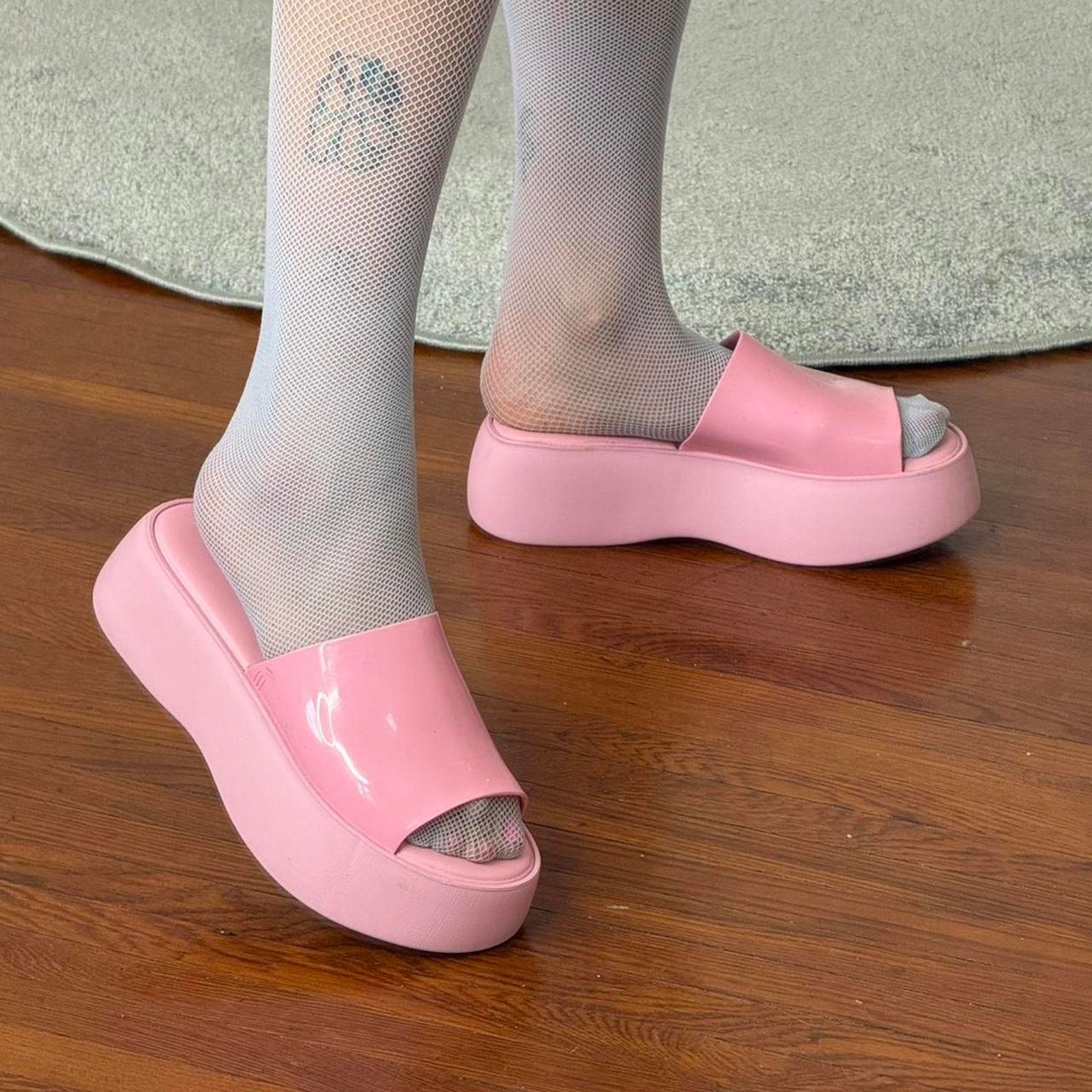 Melissa NEW melissa Becky pink platform slide sandals ✧ Size US 8 / IT 38 - 1 Thumbnail