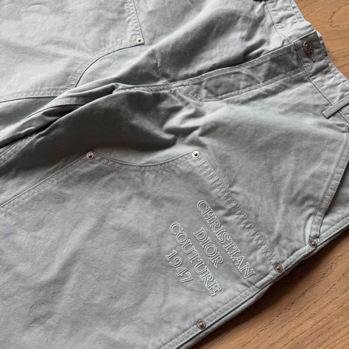 Dior Dior - Logo Embroidered Carpenter Cargo Pants - Mint / Grey Size US 35 - 4 Thumbnail