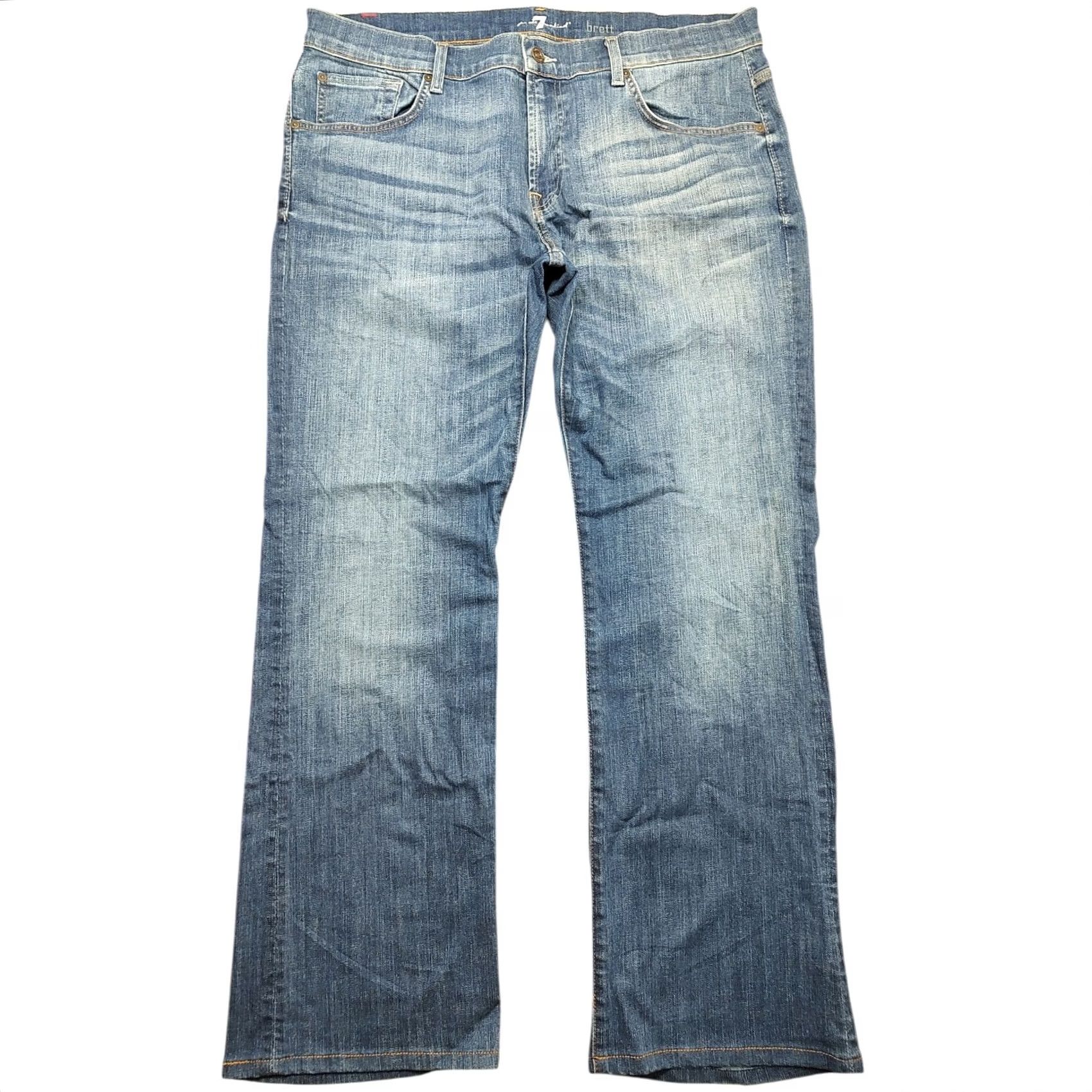 7 For All Mankind 7 For All Mankind Brett Jeans Mens 36x31 Blue Medium Wash Bootcut Denim 5-Pocket USA Stretch Regular 10.5 Rise Regular Fit Zip Closed Size US 36 / EU 52 - 2 Thumbnail