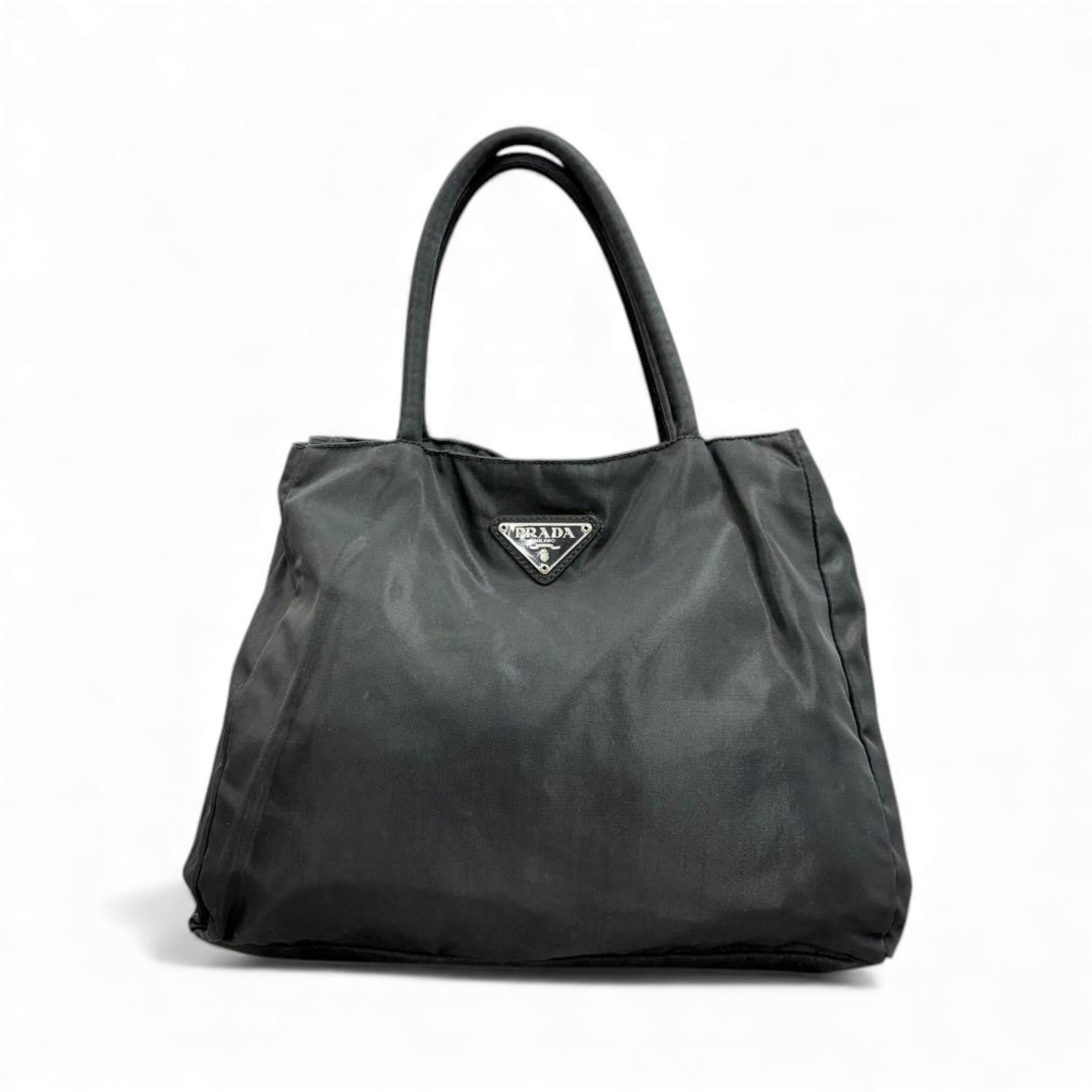 Prada Prada - Black Nylon Handbag with Logo Plaque Size ONE SIZE - 2 Thumbnail