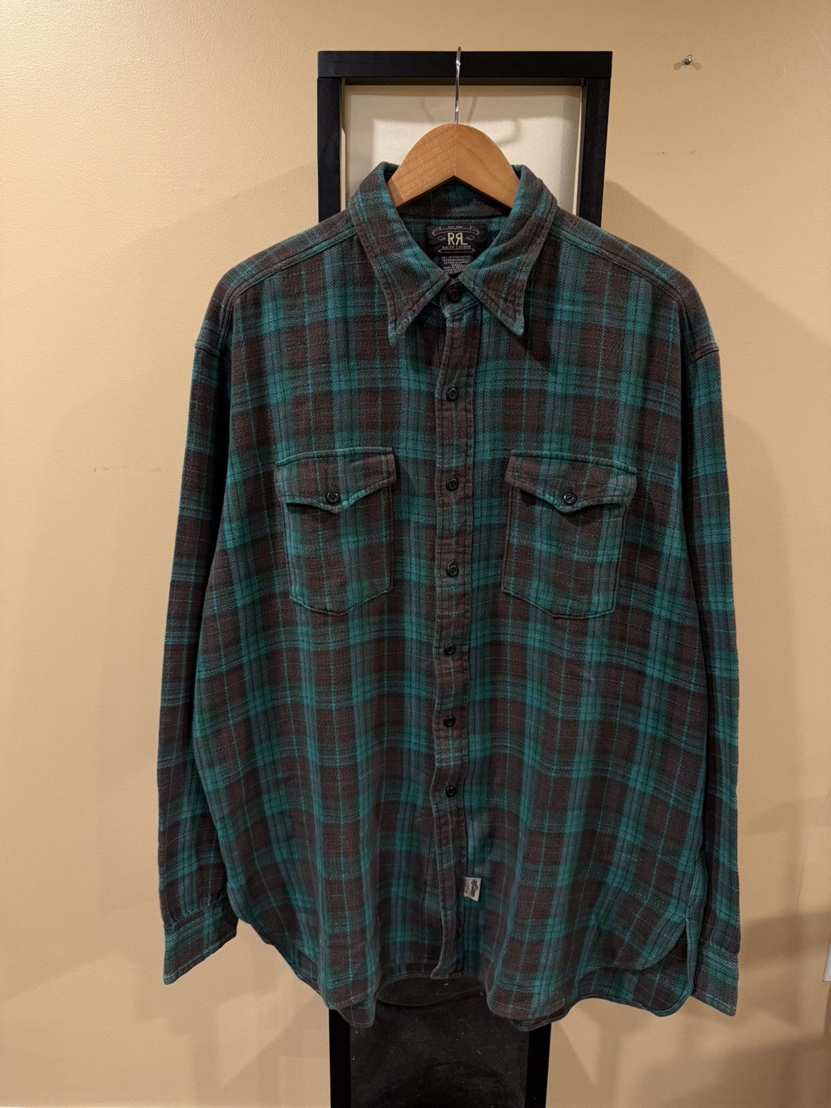 RRL Ralph Lauren RRL Ralph Lauren Vintage 90s Green/Brown Check Flannel Shirt Size US L / EU 52-54 / 3 - 4 Thumbnail
