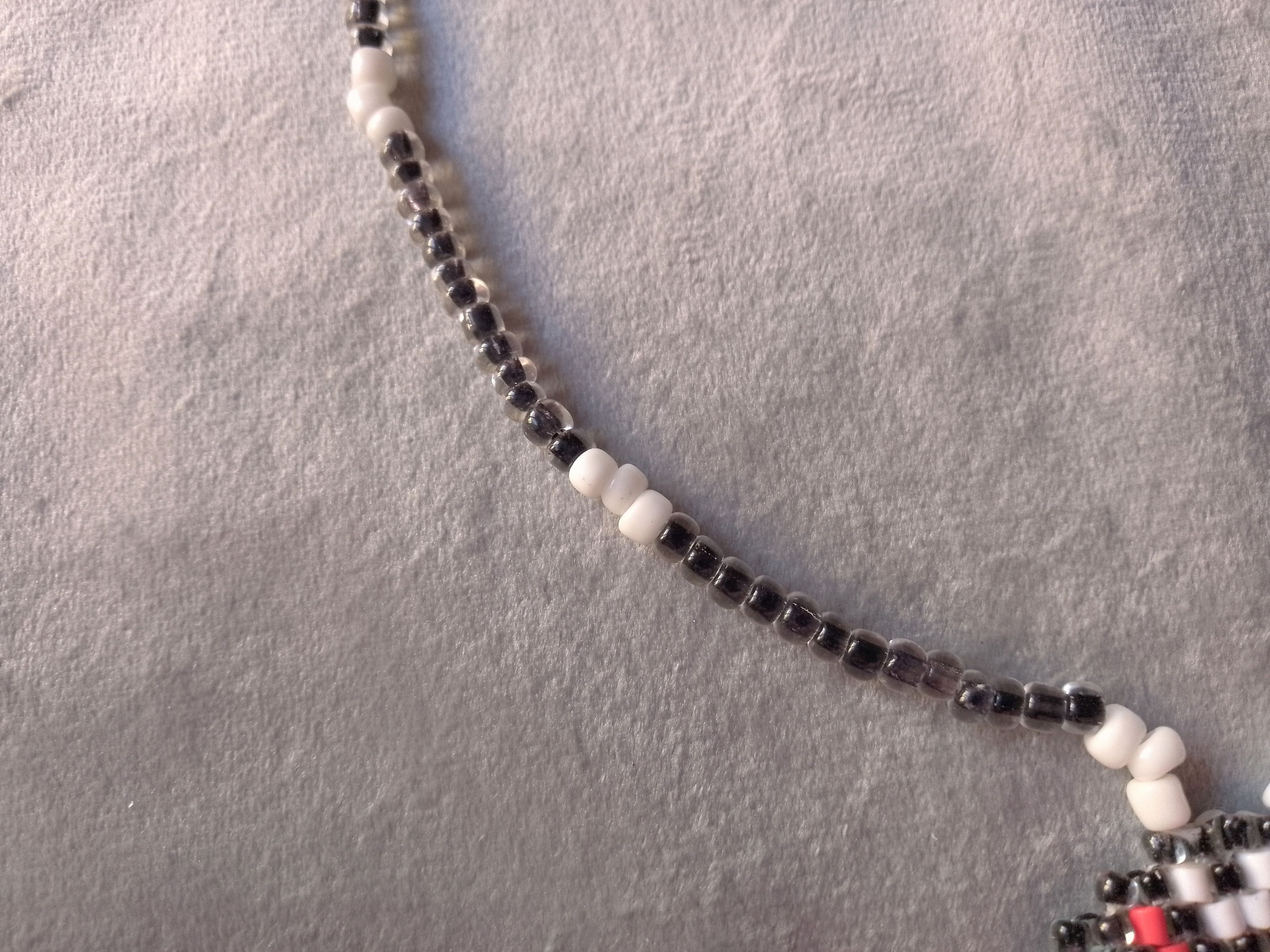 Handmade Black beaded necklace Tribal woman face pendant Size ONE SIZE - 6 Thumbnail
