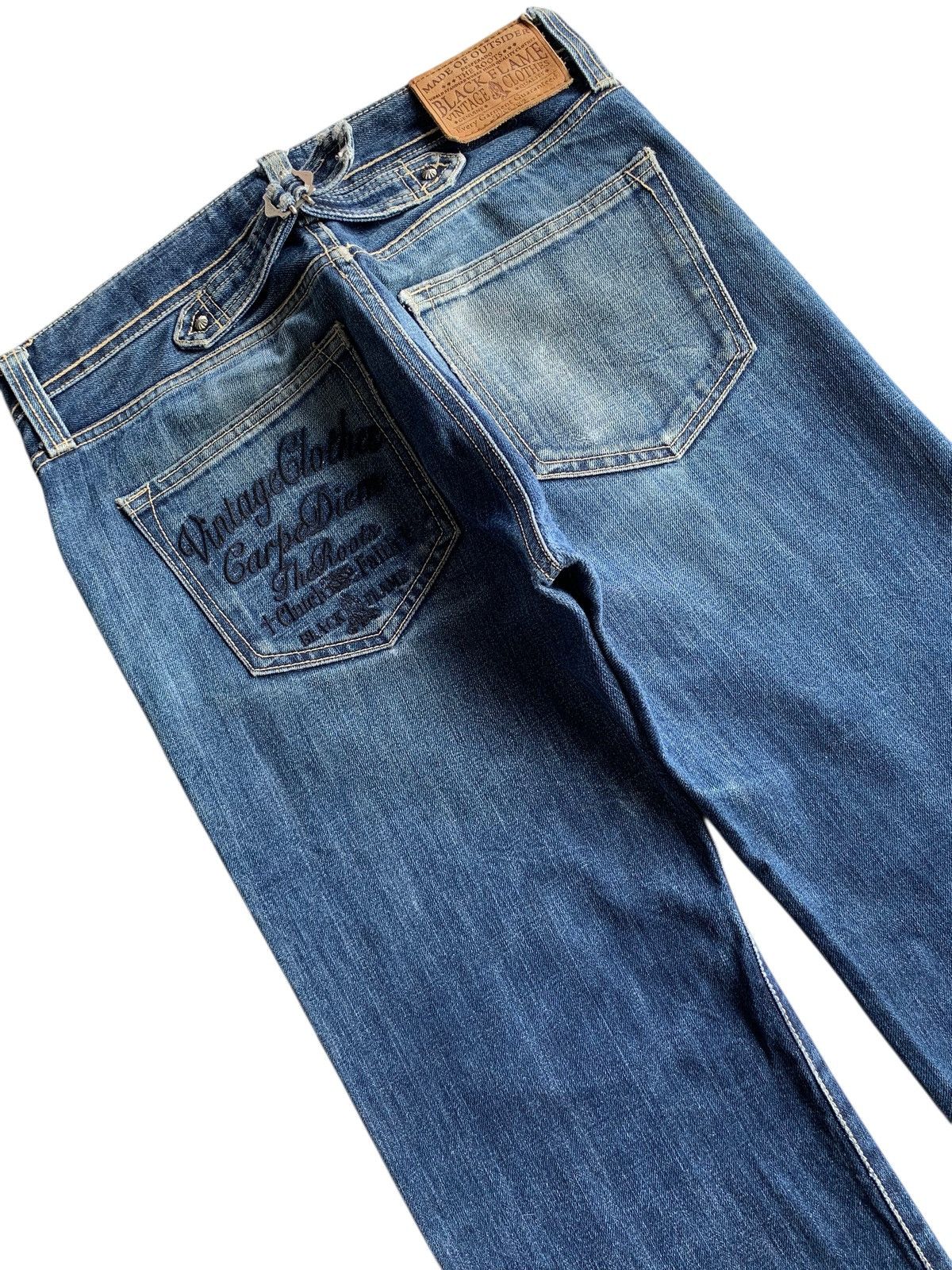 RARE BLACK FRAME SELVEDGE BUCKLE BACK FADED DISTRESSED DENIM