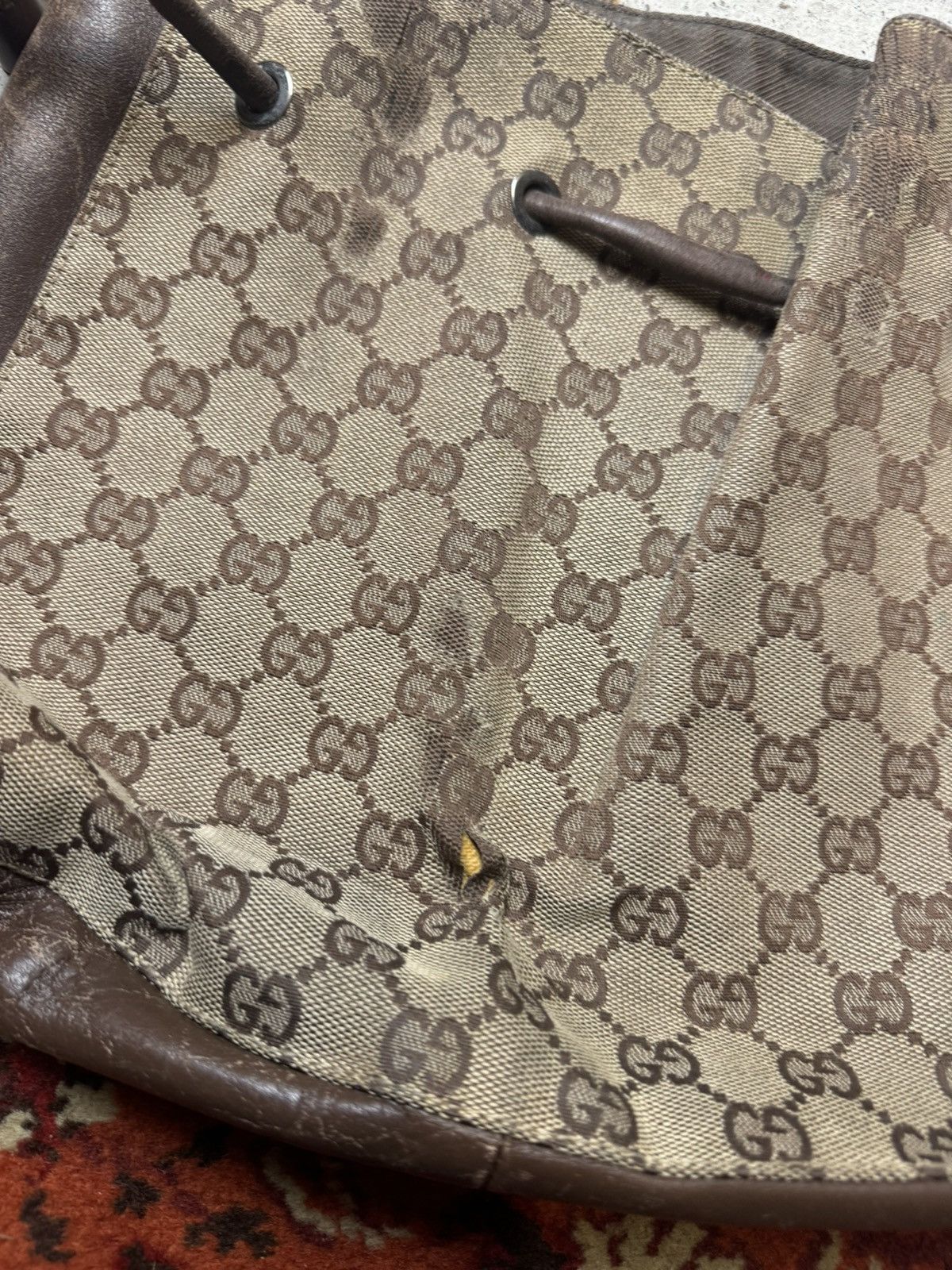 Gucci × Vintage Vintage Y2K Gucci Monogram Canvas GG Leather Luxury Bag Size ONE SIZE - 2 Thumbnail