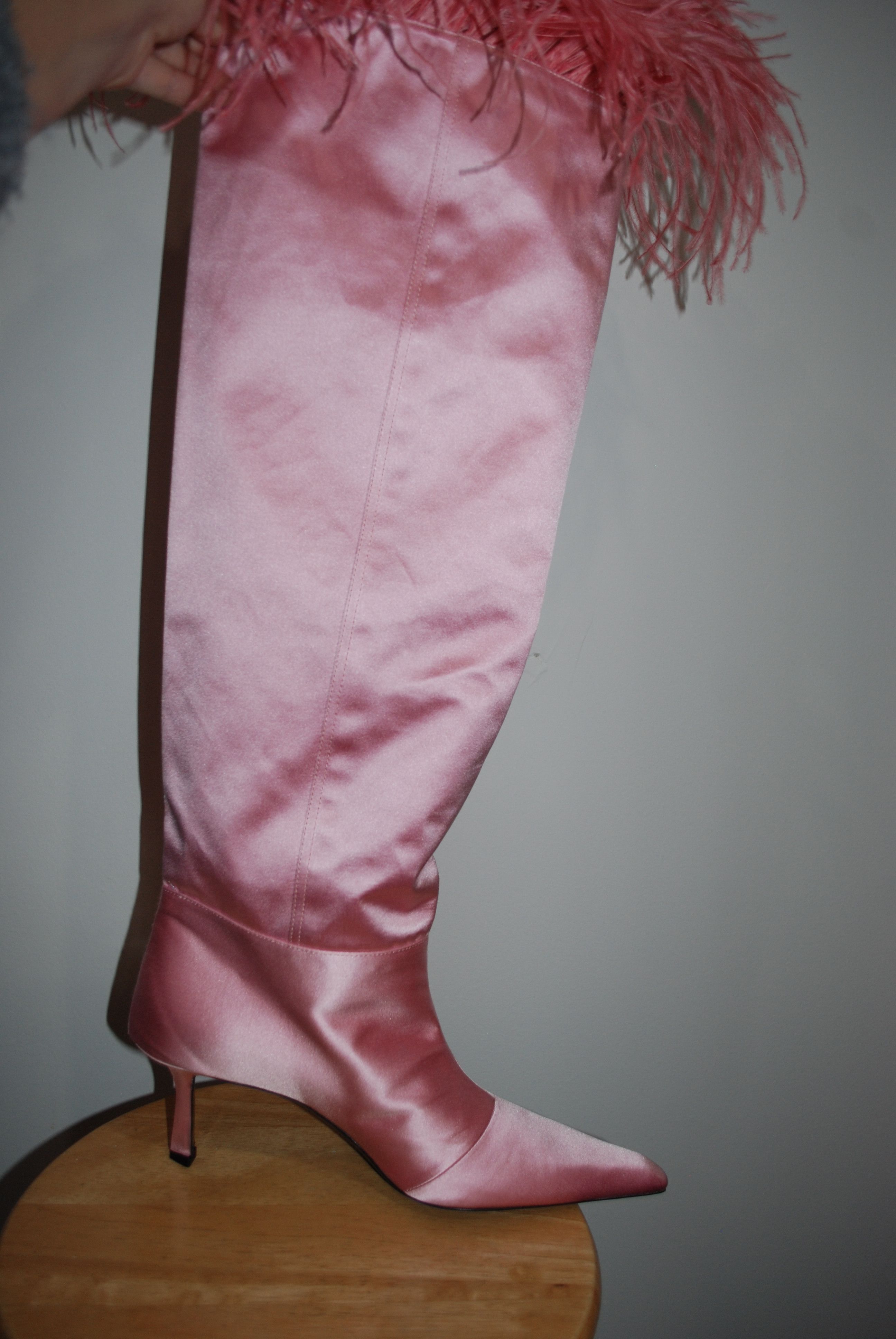 Alexander Wang Women's Viola 65 Feather Slouch Boot in Satin Prism Pink Size US 10 / IT 40 - 5 Thumbnail