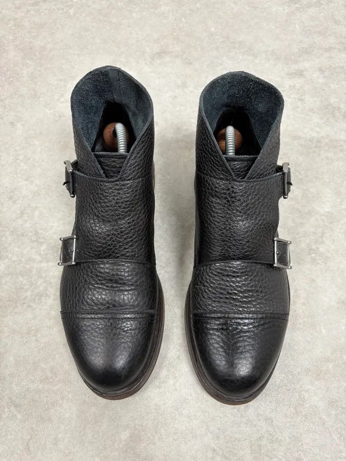 Emporio Armani 2010s Emporio Armani Black Buckle Leather Grained Boots Size US 6 / EU 39 - 2 Thumbnail