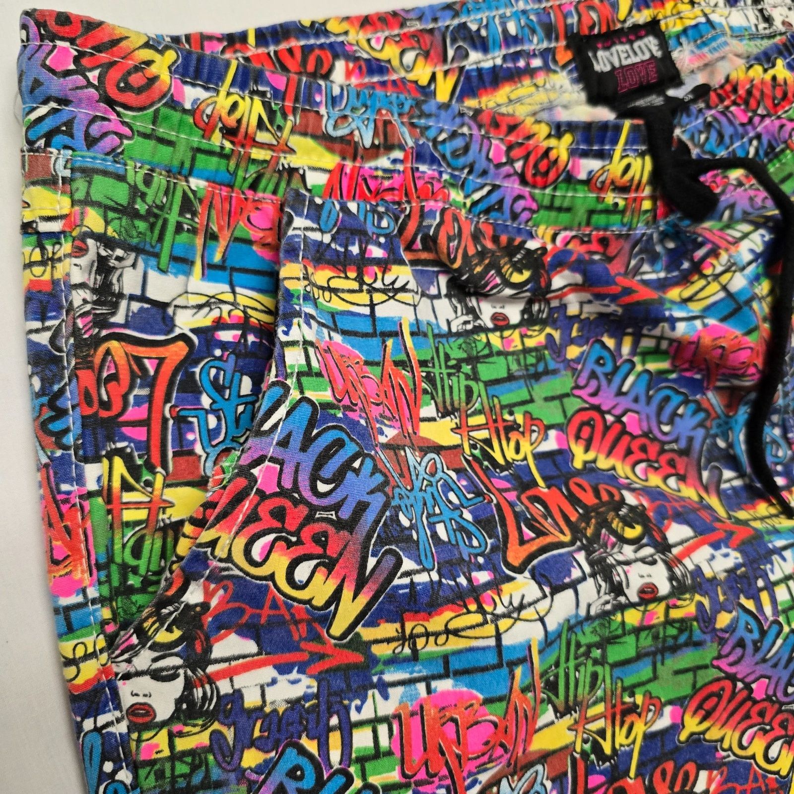 Loveless LoveLove Graffiti Print Jogger Pants 3X Colorful Streetwear Size 38" / US 16 / IT 52 - 8 Thumbnail