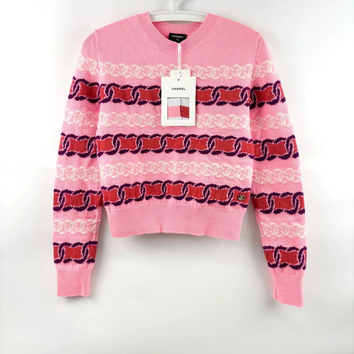 Chanel Chanel Pink CC Print Sweater Size XXS / US 00 / IT 34 - 1 Thumbnail
