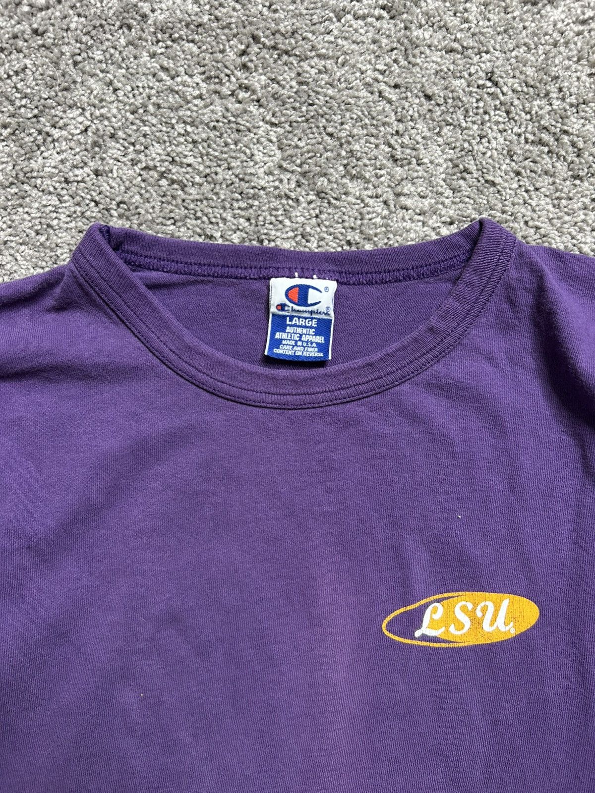 Champion × Vintage Vintage 90s Champion LSU Long Sleeve Tee Made in USA Size US L / EU 52-54 / 3 - 4 Thumbnail
