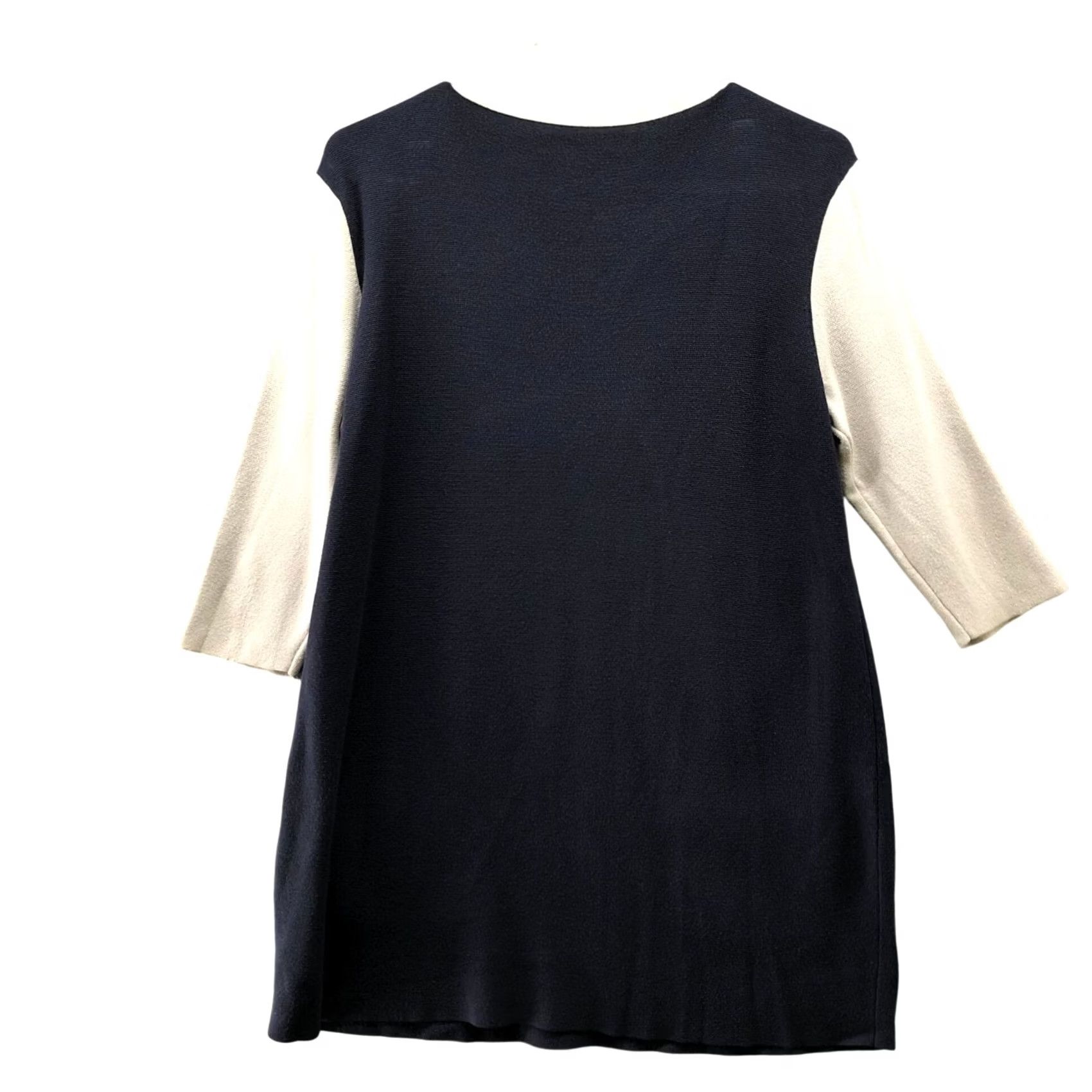 Vintage Weekend Max Mara Tunic Sweater Womens S Navy Blue Ivory Crewneck Pullover_S Size S / US 4 / IT 40 - 2 Thumbnail