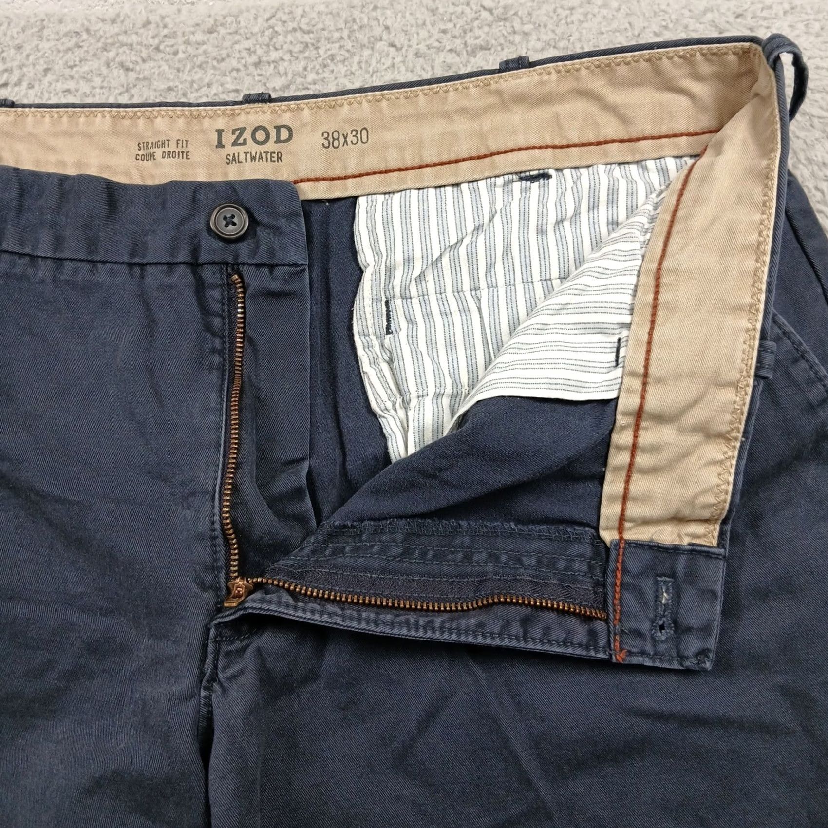 Izod IZOD Saltwater Straight Fit Blue Chino Pants Men's 38x30 100% Cotton EUC Size US 38 / EU 54 - 4 Thumbnail