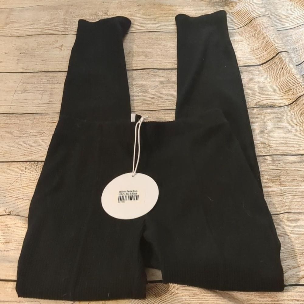 Princess Polly ribbed willow pants black size 2