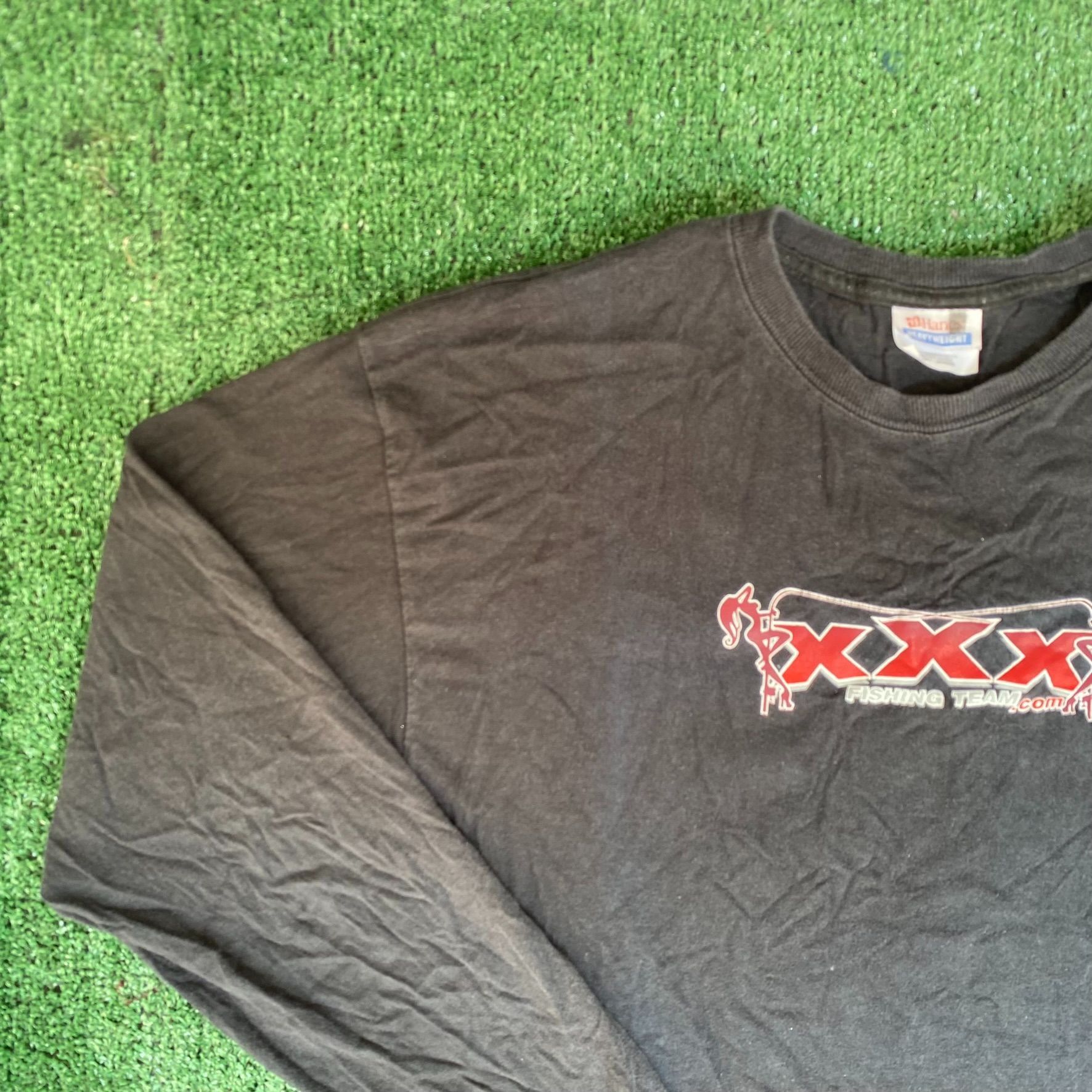 Hanes Vintage Y2K XXX Fishing Team Shirt Stripper Punk Grunge Tee Size US L / EU 52-54 / 3 - 2 Thumbnail