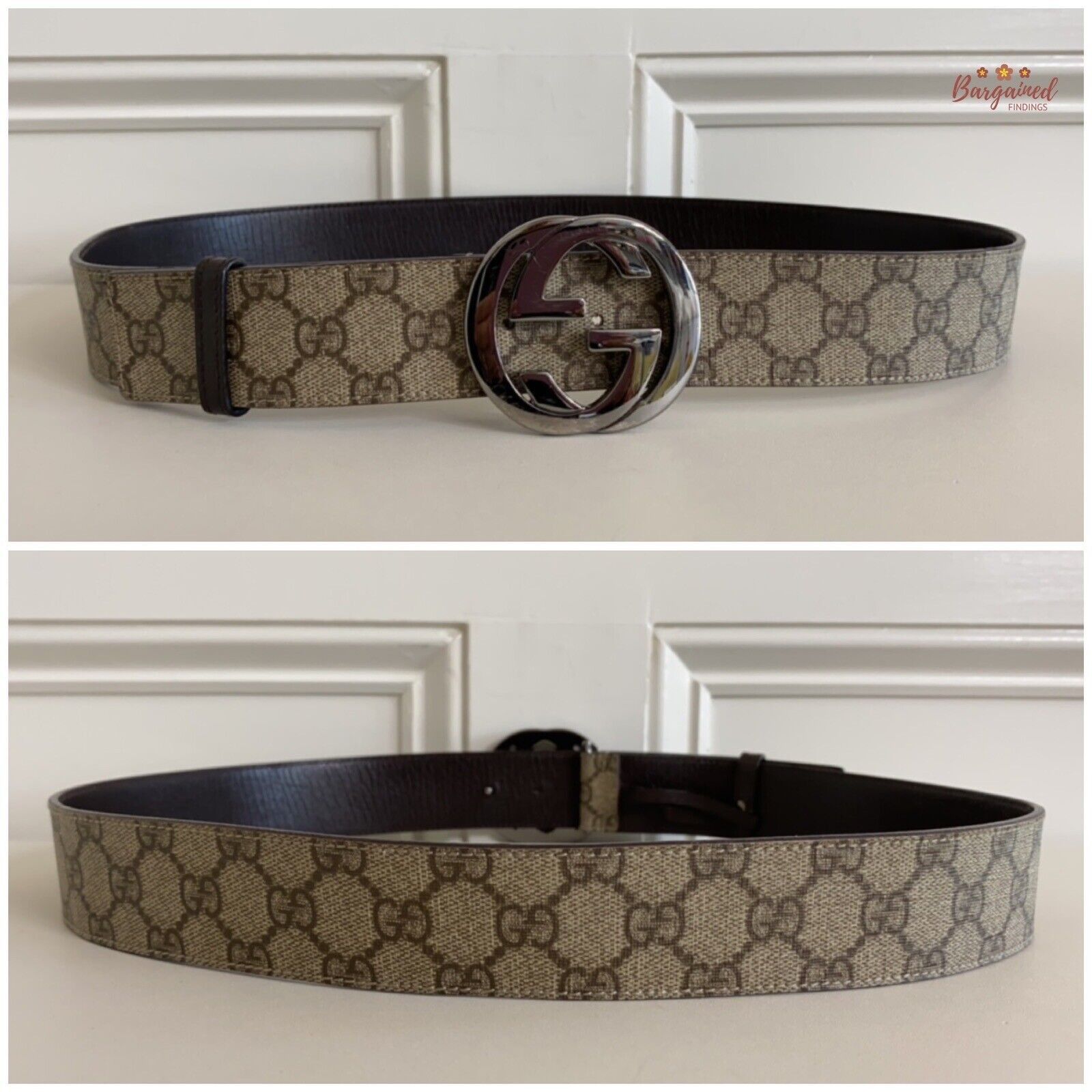 Gucci Gucci Brown GG Supreme Canvas Leather Silver G Buckle Size 34 - 6 Thumbnail