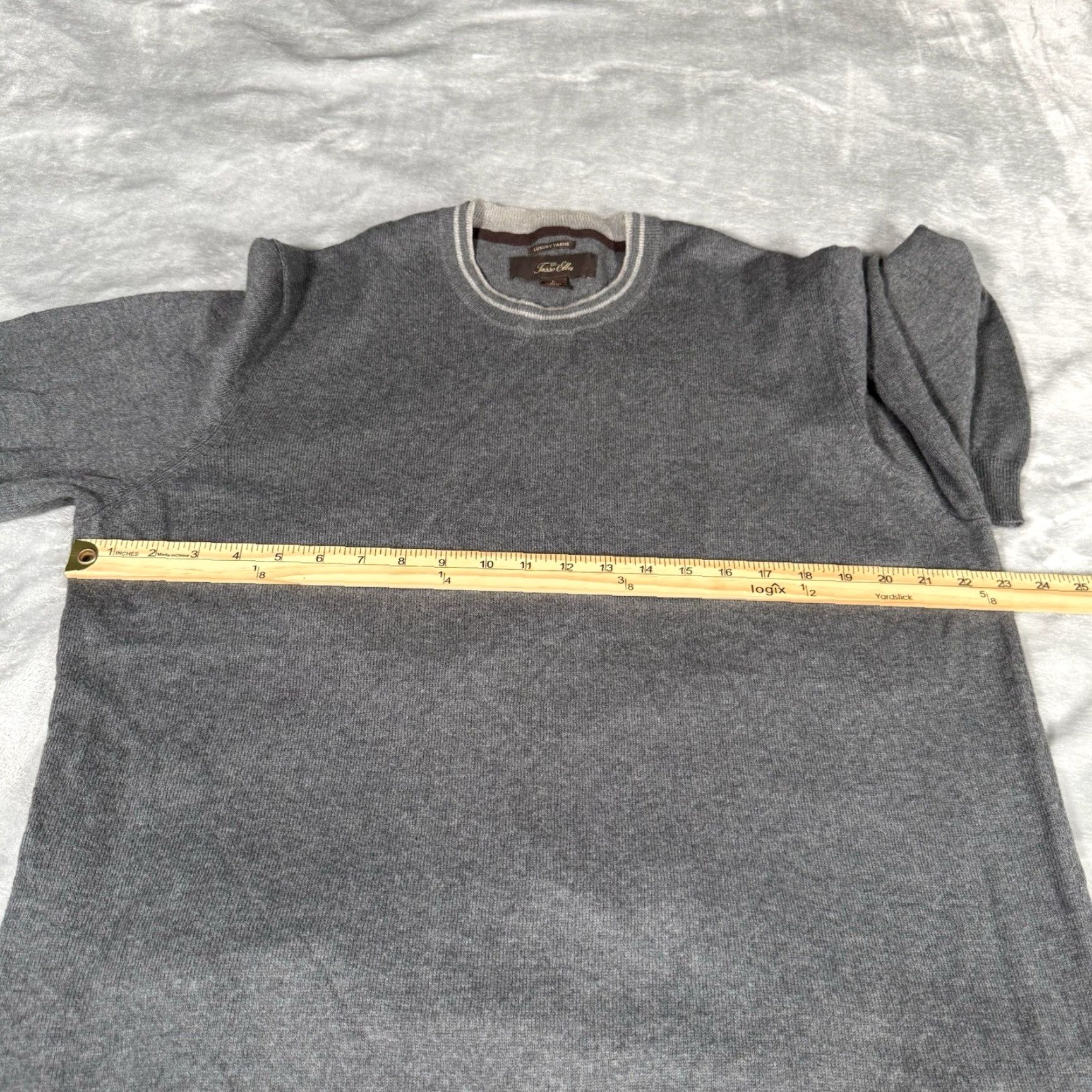Tasso Elba Tasso Elba Crewneck Sweater Mens Large Gray Cashmere Cotton Luxury Yarn Knit Pullover Casual Preppy Size US L / EU 52-54 / 3 - 5 Thumbnail
