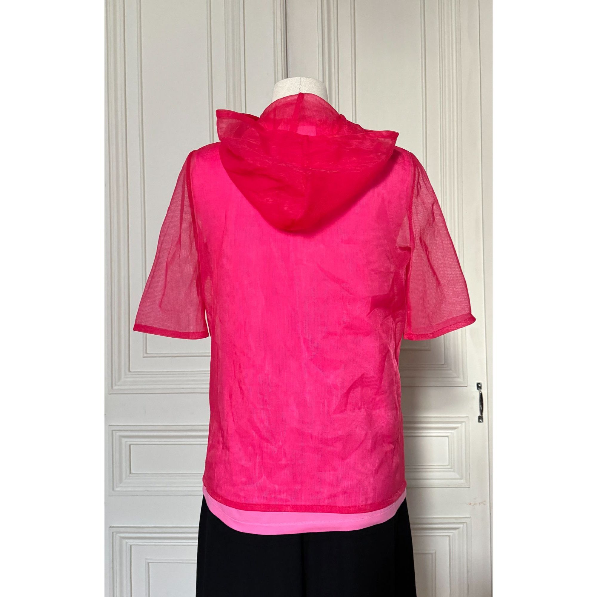 Courreges Pink “Eskimo Sunglasses” Tank Top + Sheer Pink Hoodie Size M / US 6-8 / IT 42-44 - 5 Thumbnail