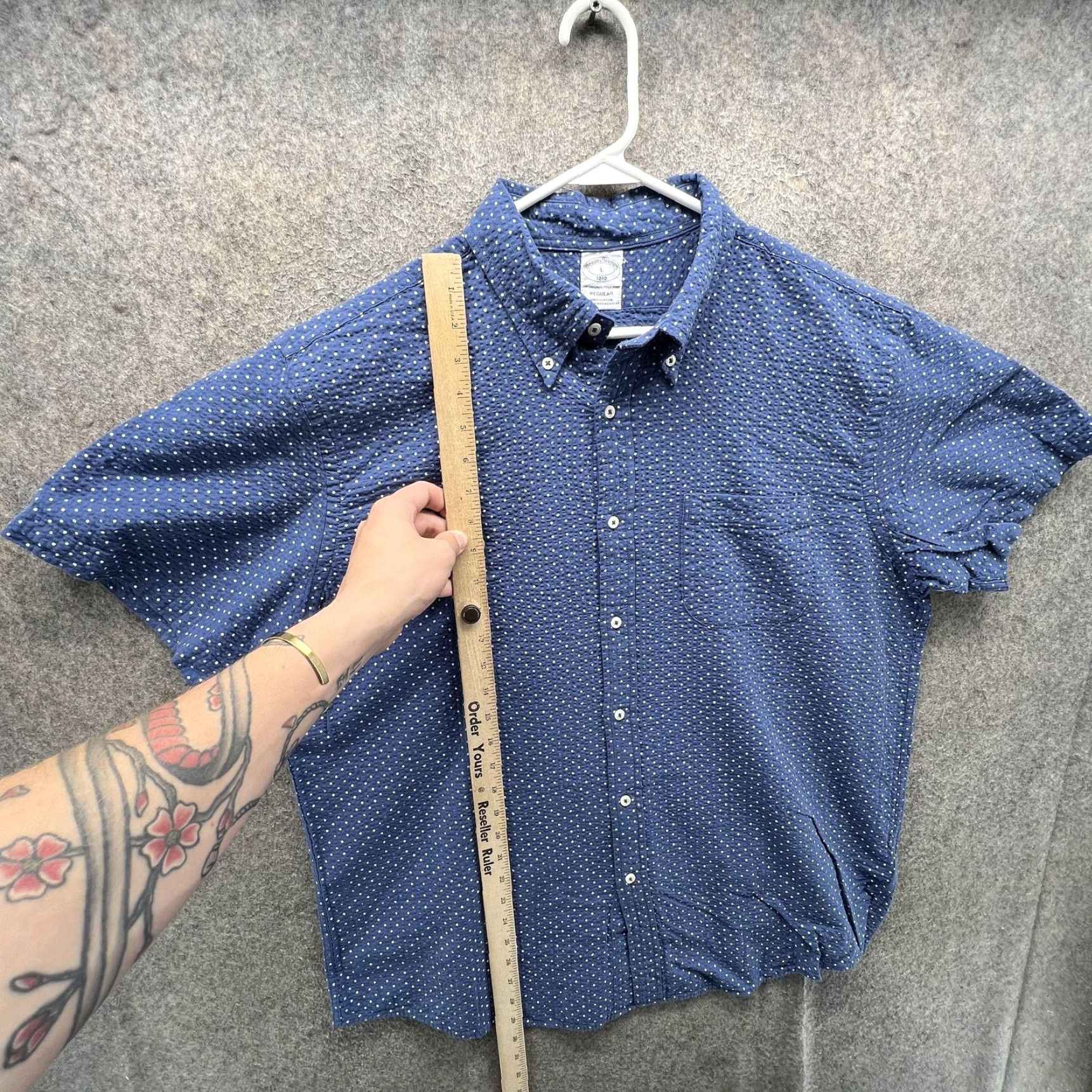 Brooks Brothers Brooks Brothers Shirt Mens Large Blue Polka Dot Short Sleeve Button Front Casual Size US L / EU 52-54 / 3 - 3 Thumbnail
