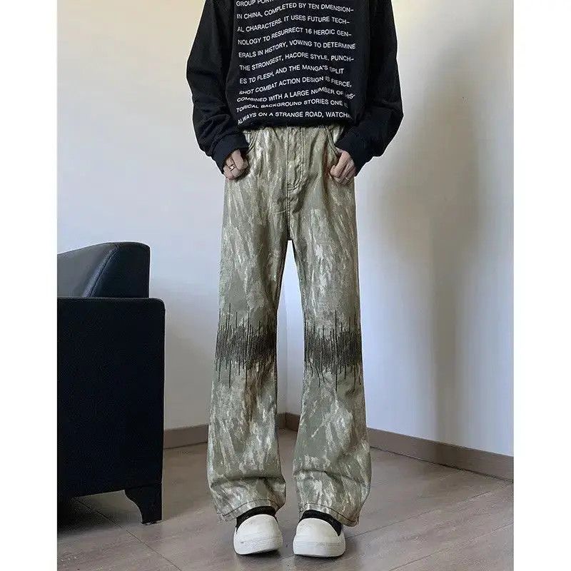 Japanese Brand Retro loose camouflage embroidered jeans Size US 32 / EU 48 - 5 Thumbnail