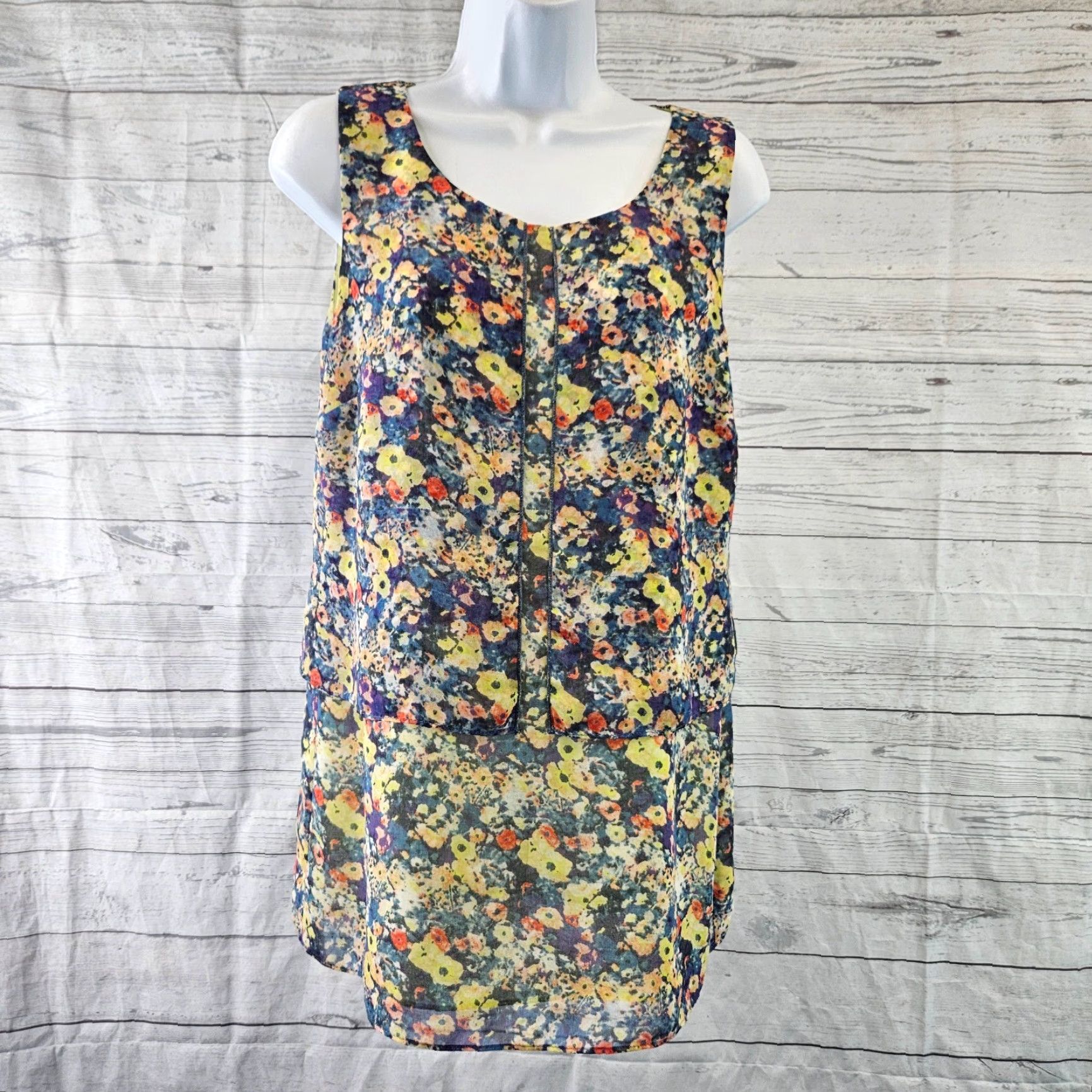 Vintage Cabi 5041 Blouse Womens Positano Yellow Floral Sleeveless Scoop Neck Sz S Shirt Ladies Size S / US 4 / IT 40 - 2 Thumbnail