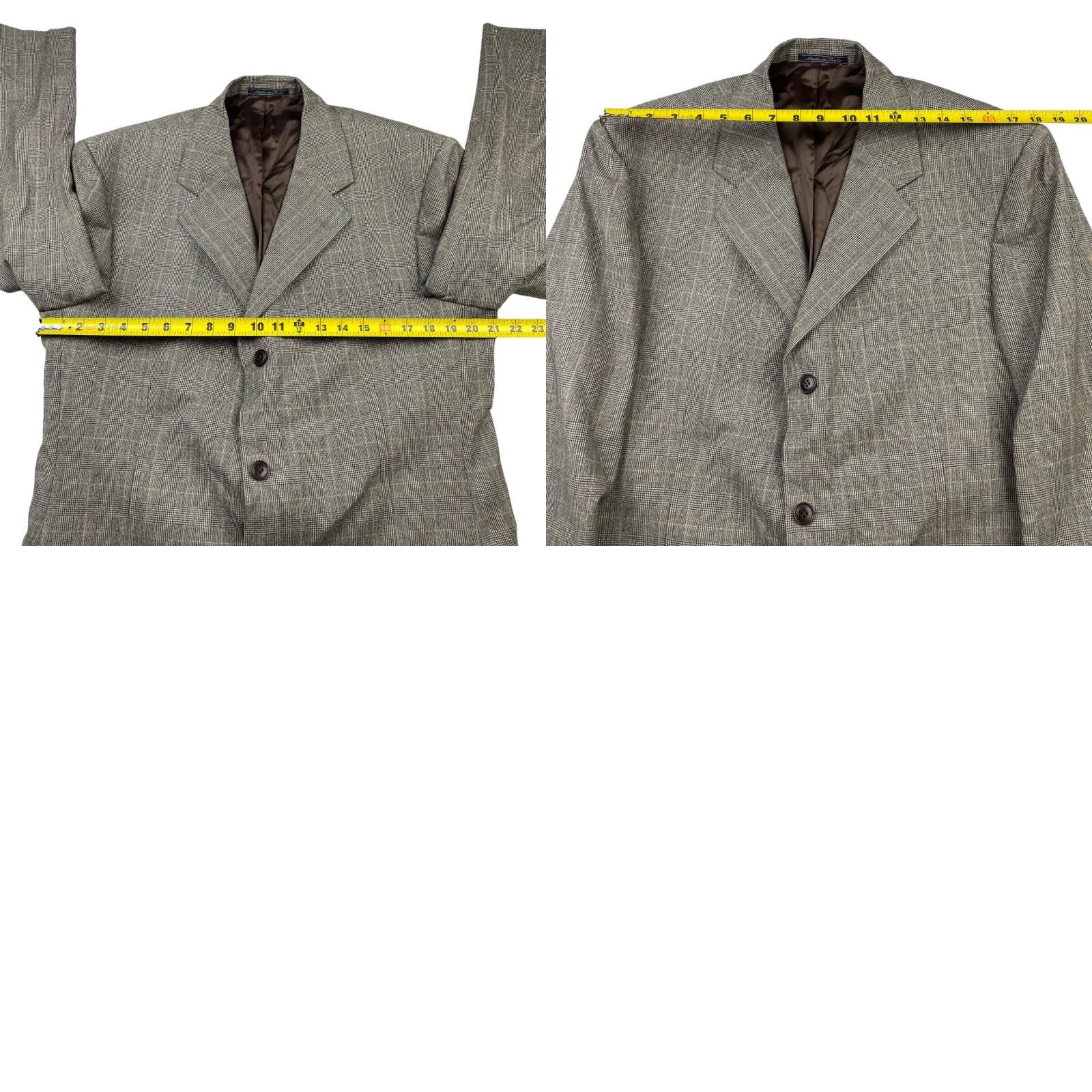 Cantarelli Cantarelli Blazer Men’s Flannel Wool Beige Glen Plaid 42R US | 52 EU Jacket Single-Breasted 3-Button Notch Luxury Italy Mens Size 42R - 9 Thumbnail