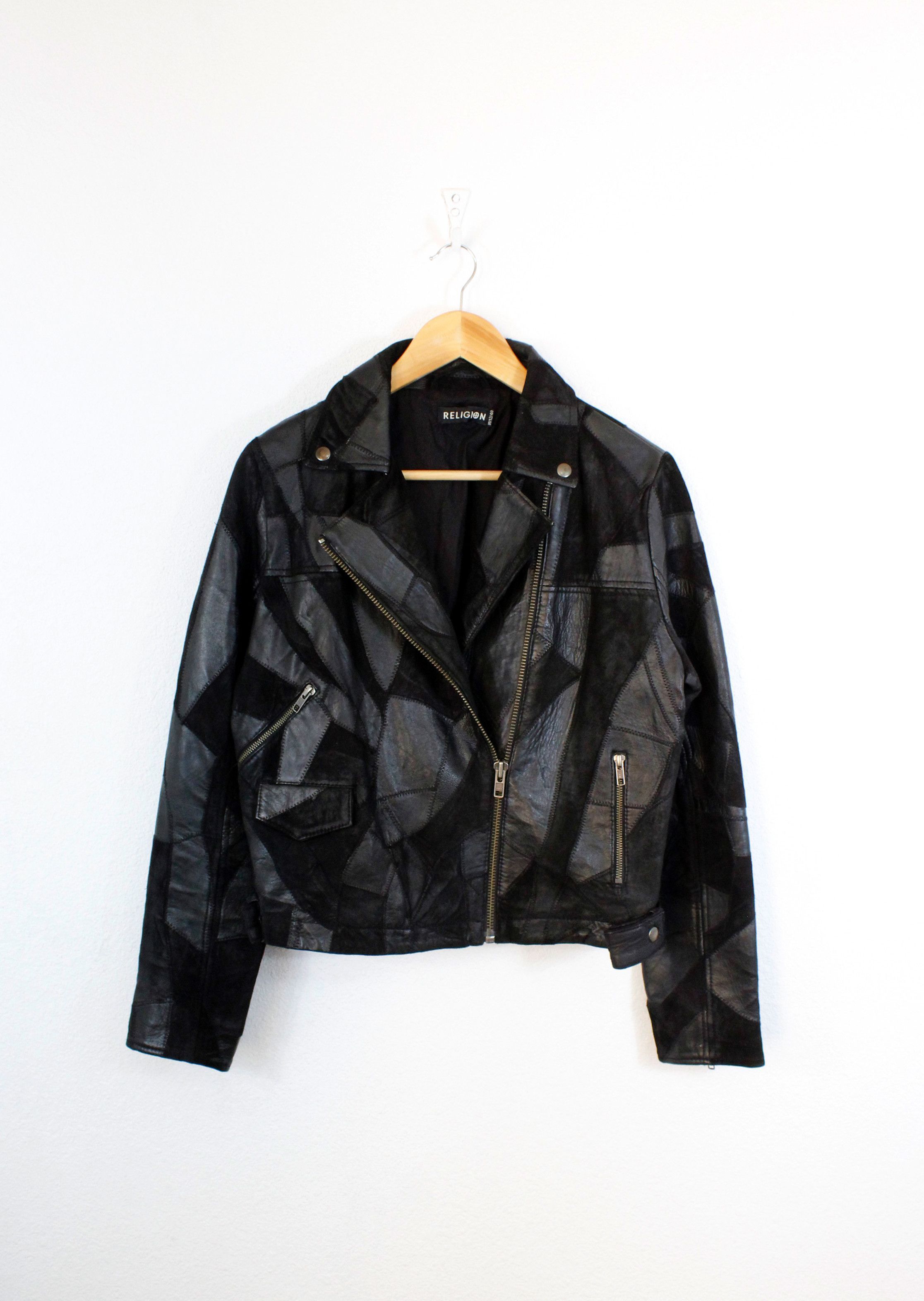 Leather Womens Religion Leather Suede Patchwork Biker Jacket M size Size M / US 6-8 / IT 42-44 - 1 Thumbnail