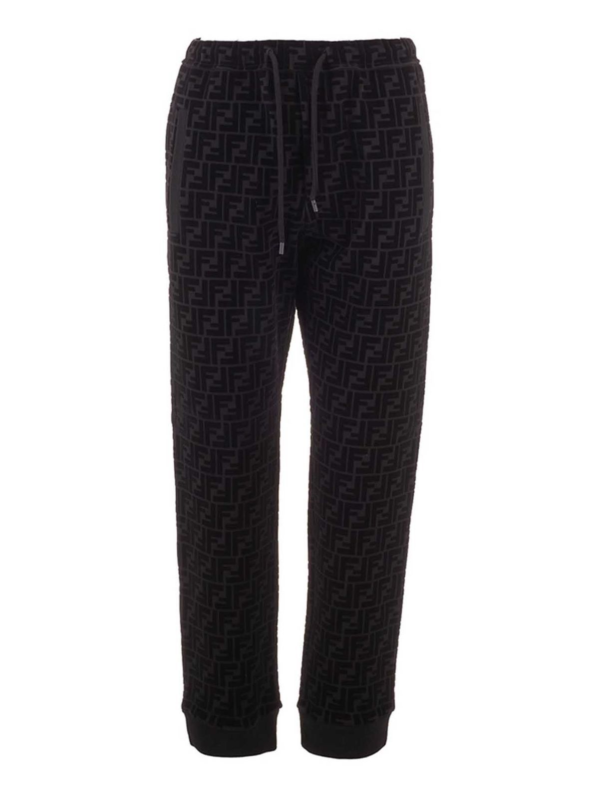 Fendi o1w1db10325 FB0461 Sweatpants & Joggers in Black & Brown Size US 34 / EU 50 - 1 Thumbnail