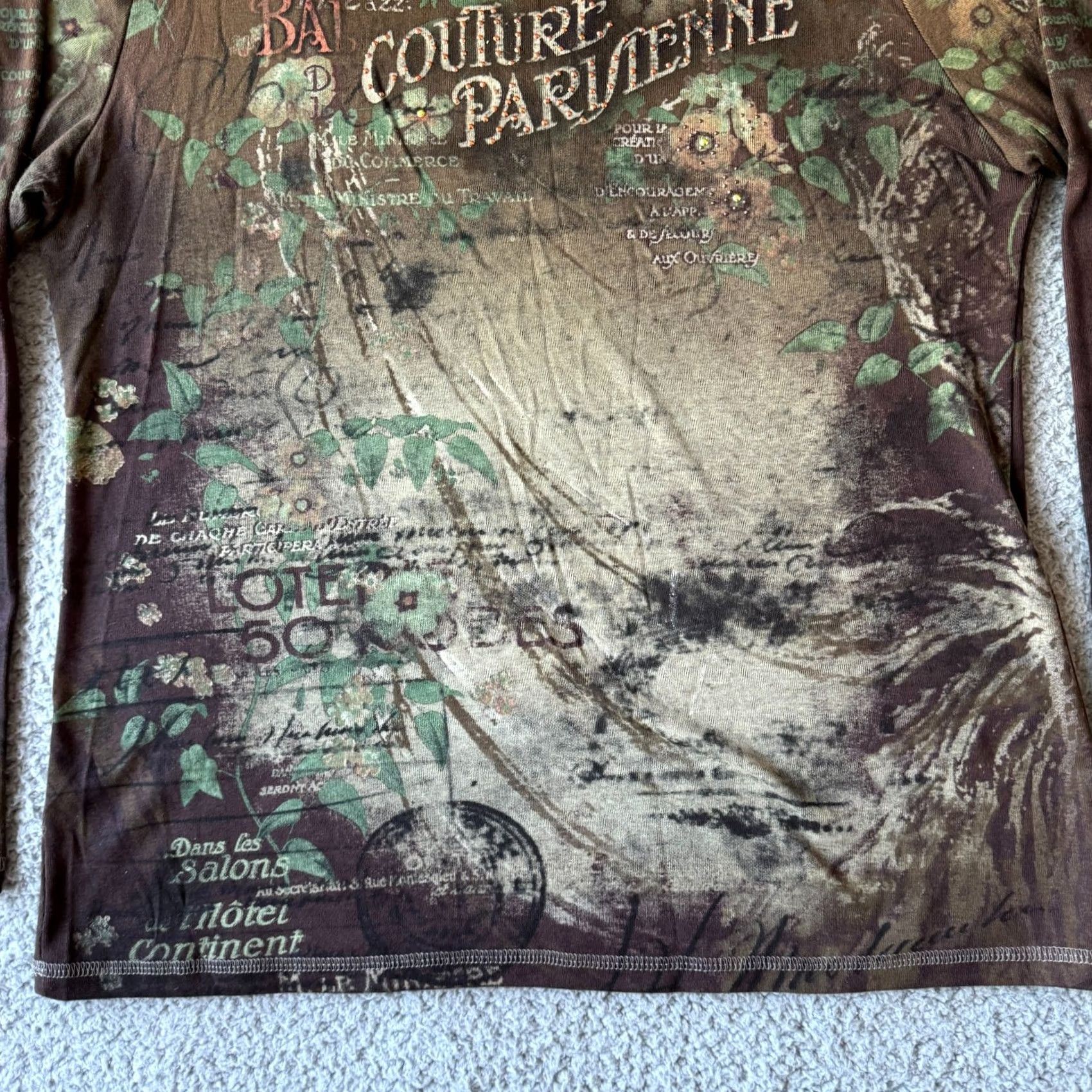 Vintage VINTAGE Gitano Top Womens XL Brown Floral Graphic Tee T Shirt USA 90s Size XL / US 12-14 / IT 48-50 - 4 Thumbnail