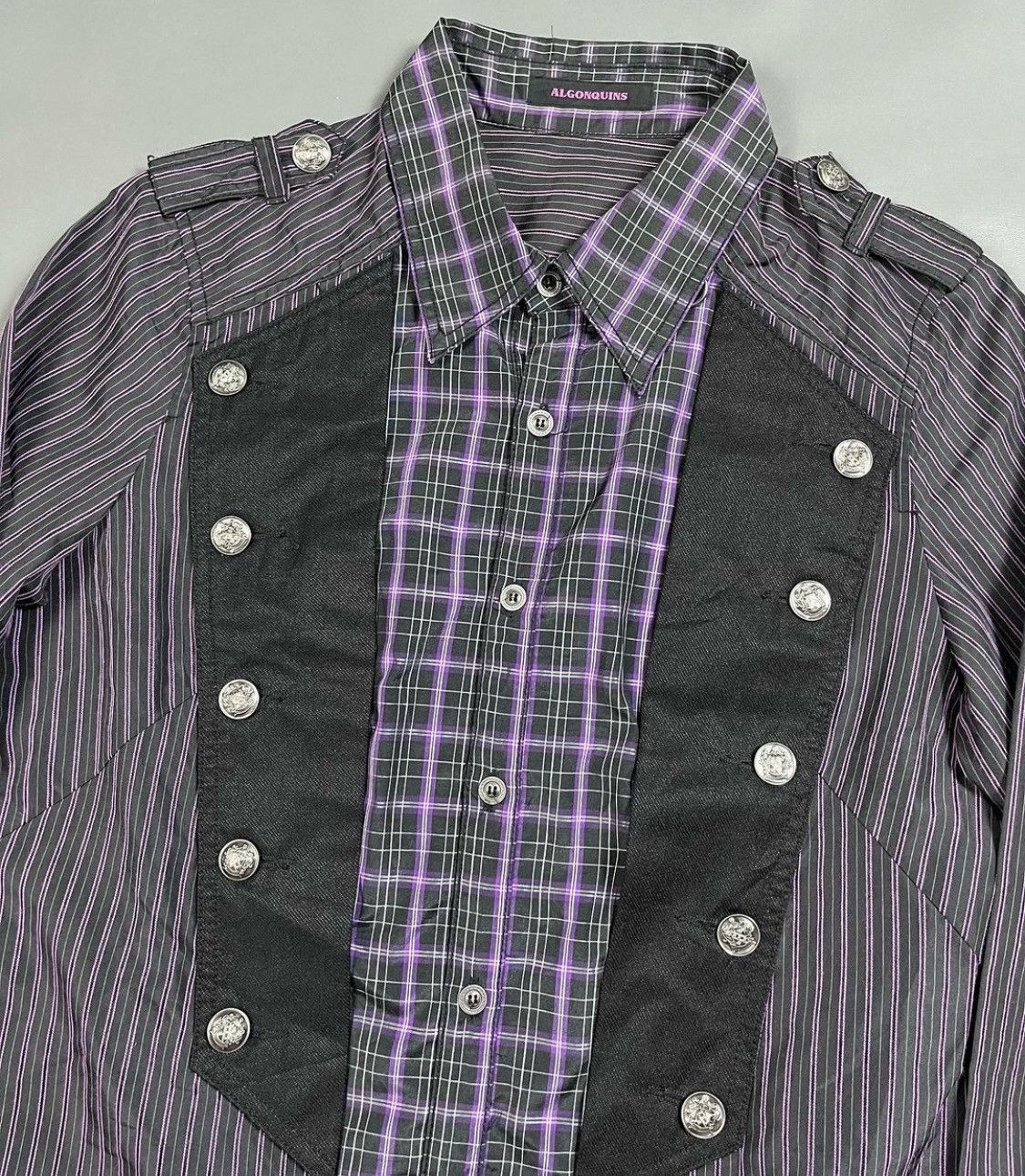20471120 Vintage ALGONQUINS Tuxedo hybrid stripe Shirt Size US M / EU 48-50 / 2 - 3 Thumbnail