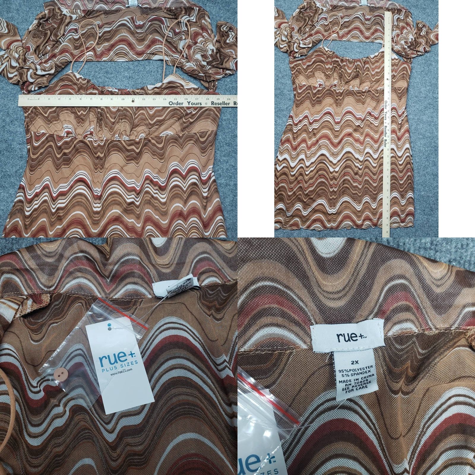Vintage VINTAGE Rue21 Dress Womens Plus 2X Brown Wavy Retro Cardigan Jacket Long Sleeve 2pc New Size XXL / US 16-18 / IT 52-54 - 8 Thumbnail