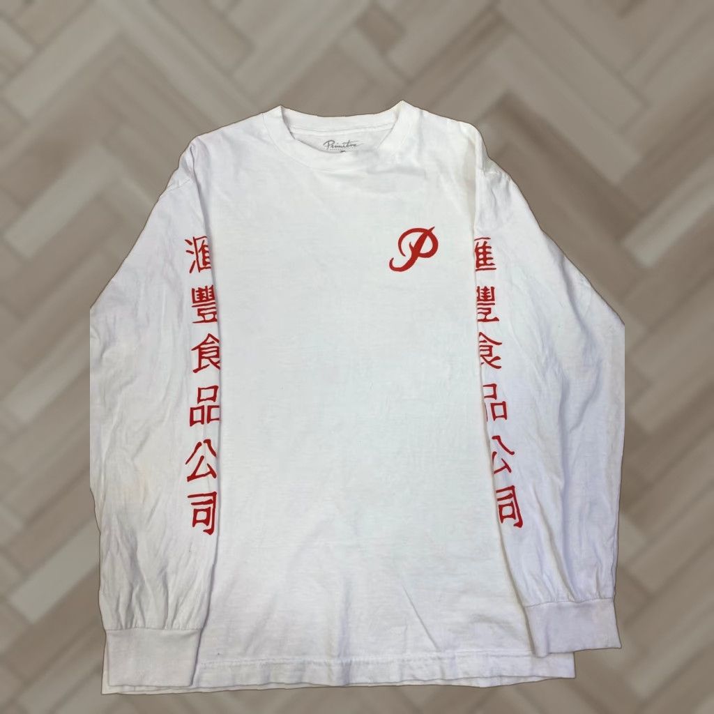 Primitive PRIMITIVE White Shirt M Crew Neck Long Sleeve T-Shirt Rooster Sriracha Parody Graphic Print Men 100% Cotton Knit Size US M / EU 48-50 / 2 - 1 Thumbnail