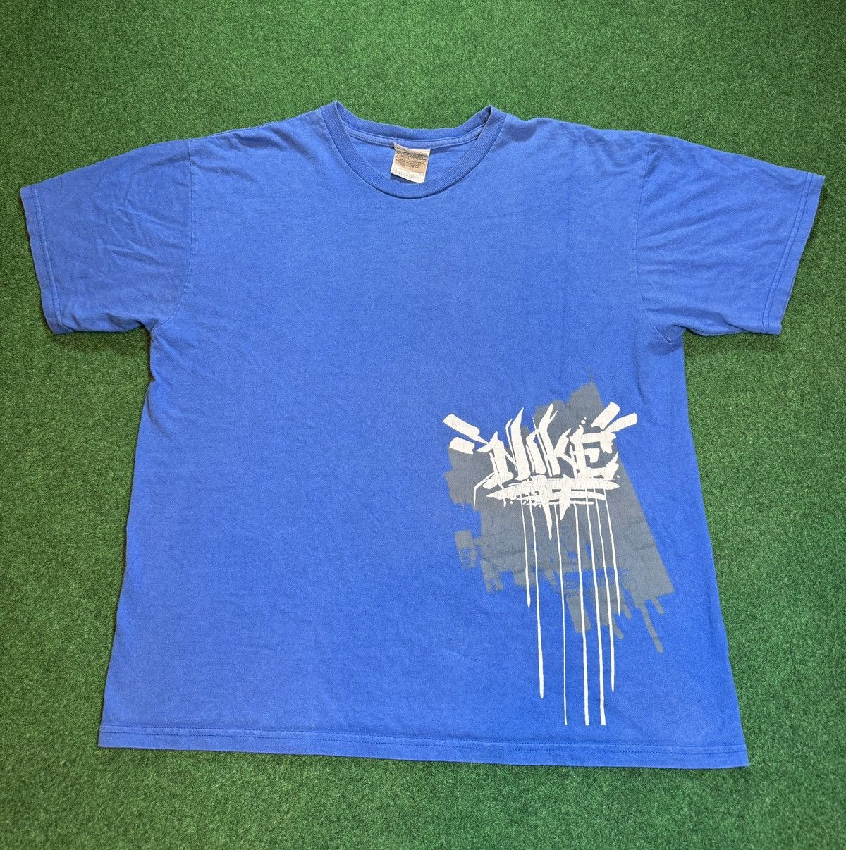 Nike × Vintage Vintage Y2K Nike Graffiti Hip Hop Blue T Shirt Size US L / EU 52-54 / 3 - 1 Thumbnail