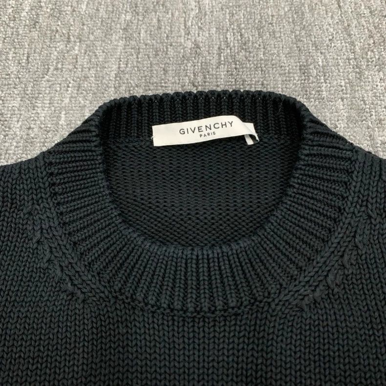 Givenchy Givenchy Black Large Logo Destroyed Knit Sweater, Size XL Size US XL / EU 56 / 4 - 3 Thumbnail