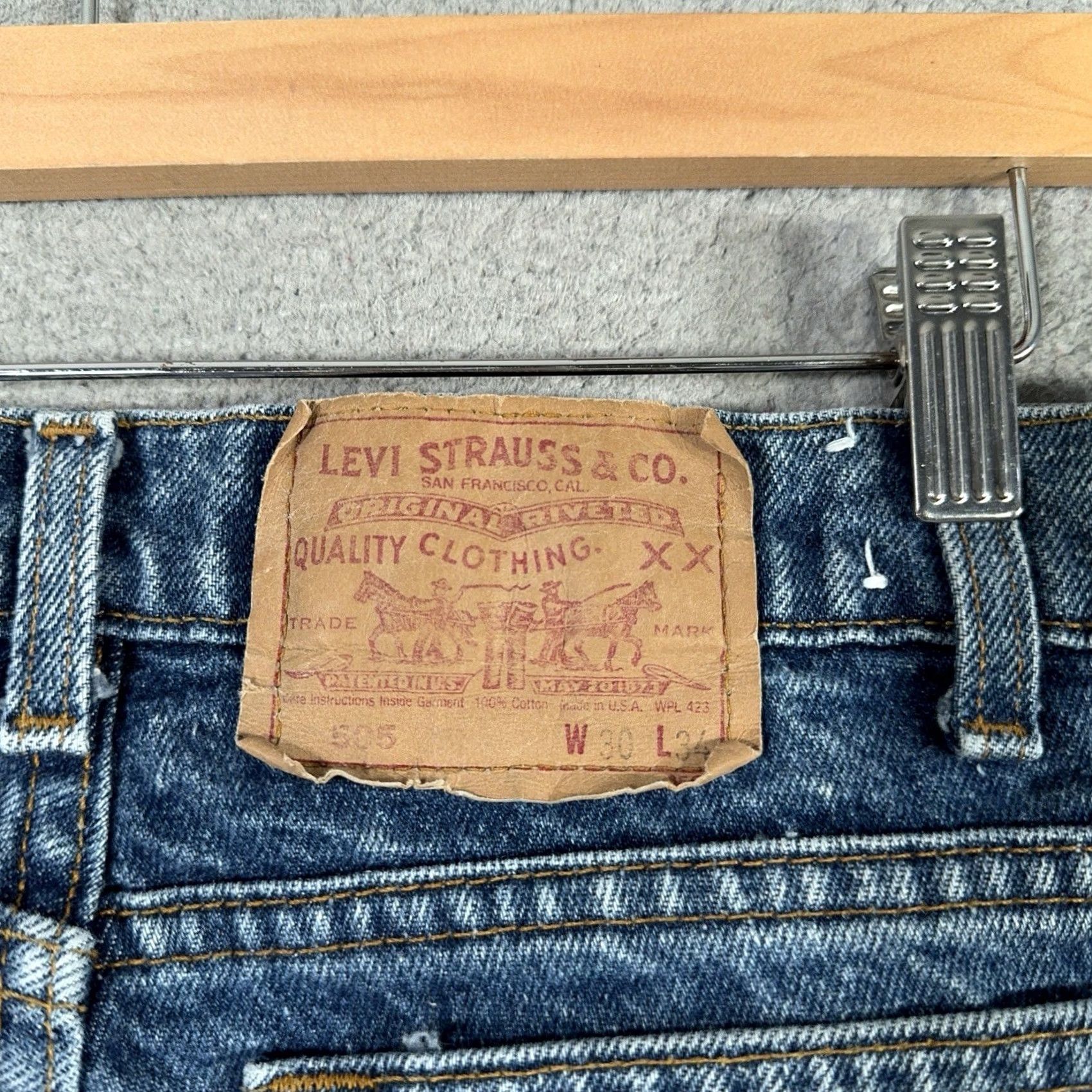 Levi's VINTAGE Levi's 505 Jeans Men 30x33 Blue Denim 585 Button 90s Made in USA USA Retro Classic 5-Pocket Logo 90s Levi's 505 Men Jeans Size US 30 / EU 46 - 3 Thumbnail