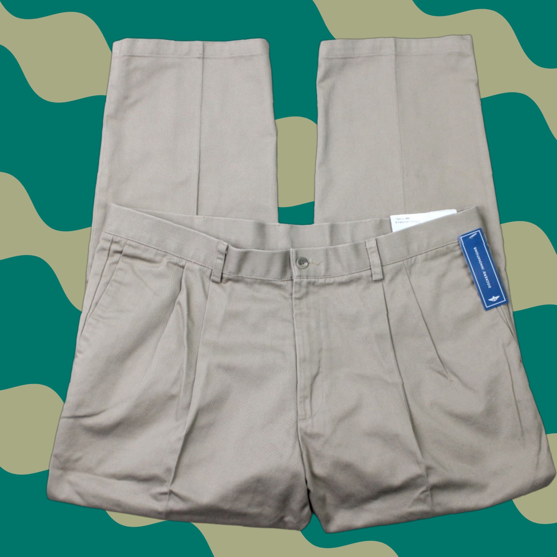 Dockers DOCKERS Signature Khaki Chino Pants Mens 38 x 29 Beige Classic Fit Flat Front Front Zip Button Pockets Stretch Size US 38 / EU 54 - 1 Thumbnail